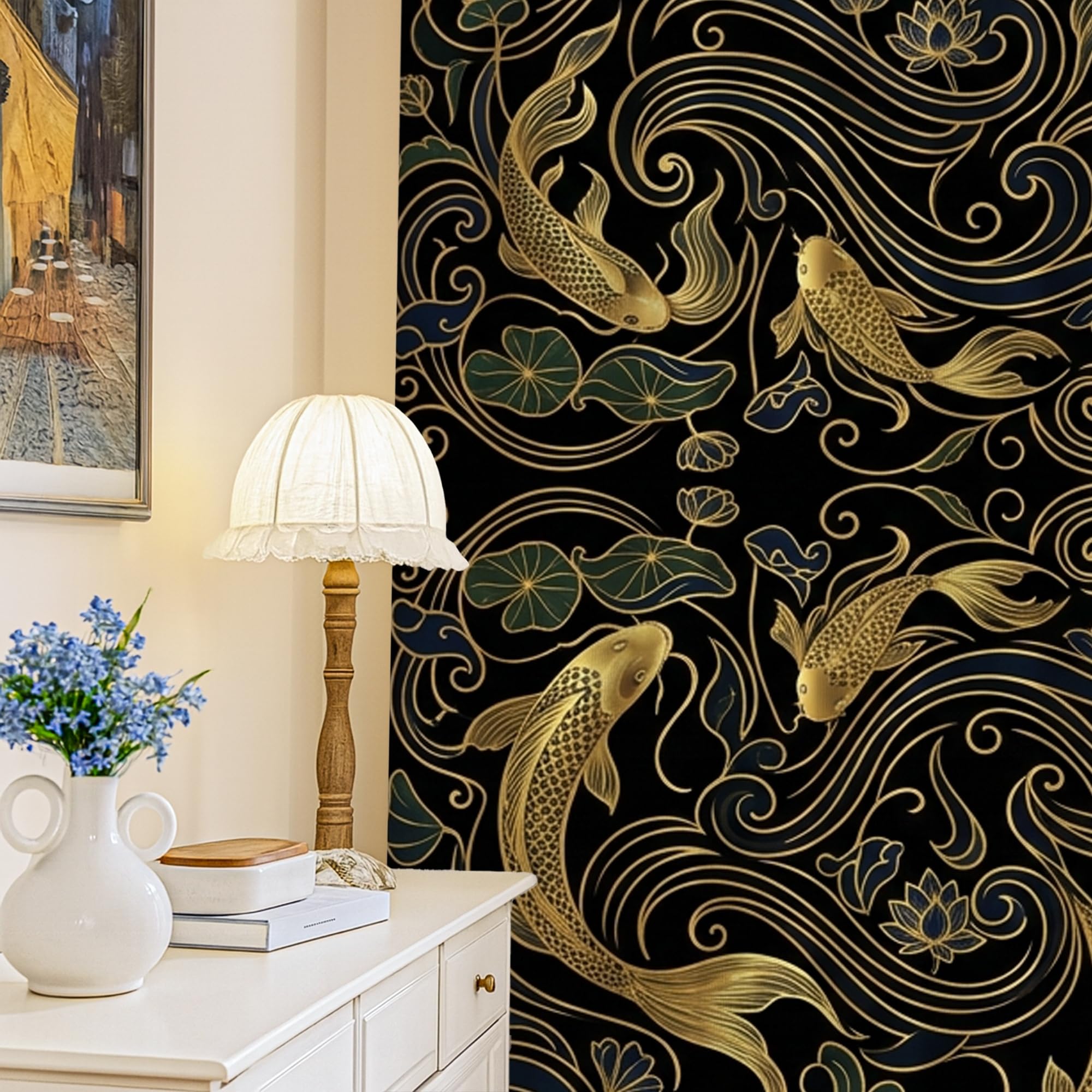 Cortinas opacas de nenúfares para crear un ambiente de calma oriental en despachos ejecutivos