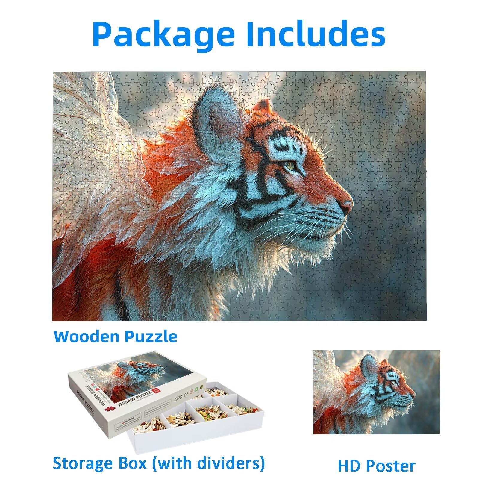 Puzzle 1500 Piezas, Puzzle Tigre con Caja para Adultos, DIY Animal Rompecabezas Madera para Adultos, 1500 Piezas Rompecabezas Desafiante, para Decoracion Hogar, Regalo Mujer, Regalo Hombres, -1924