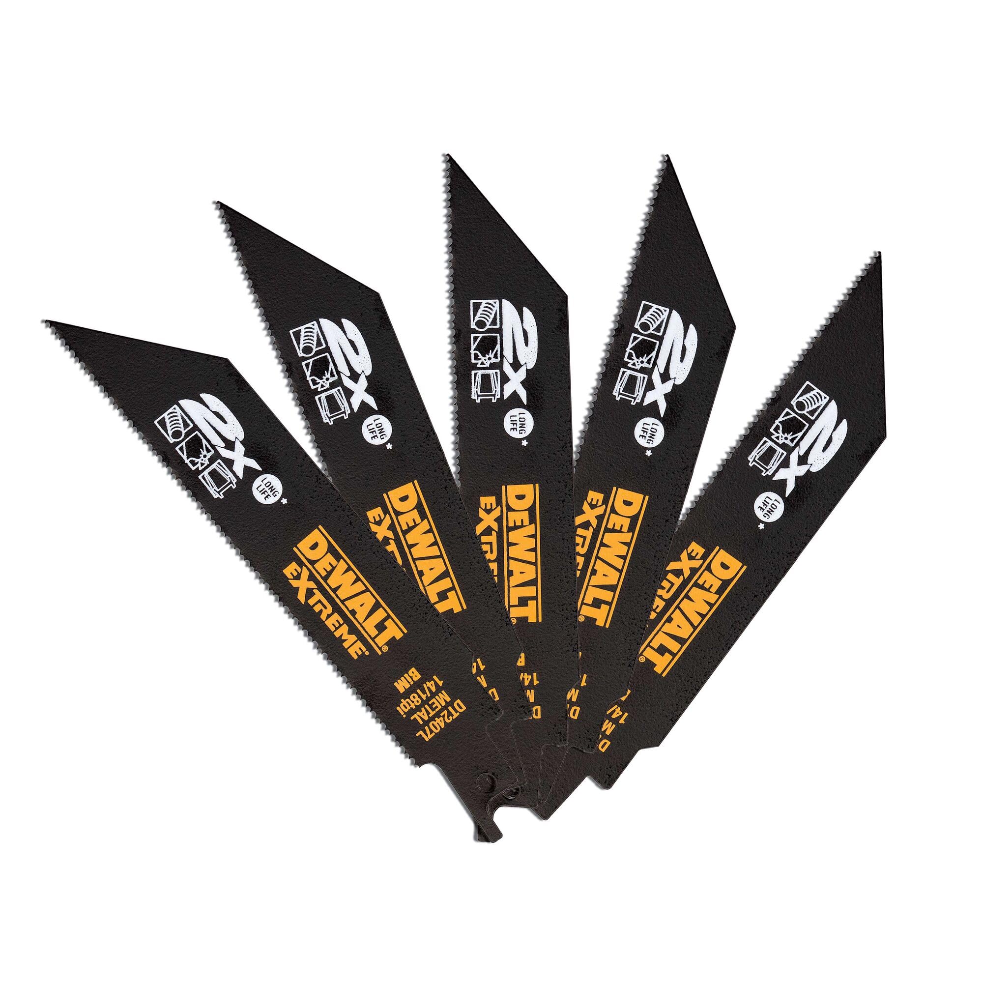 Dewalt Dt2407l-Qz 2X Life Reciprocating Metal Saw Blades 152Mm 14/18 Tpi Pack Of 5 5035048088593