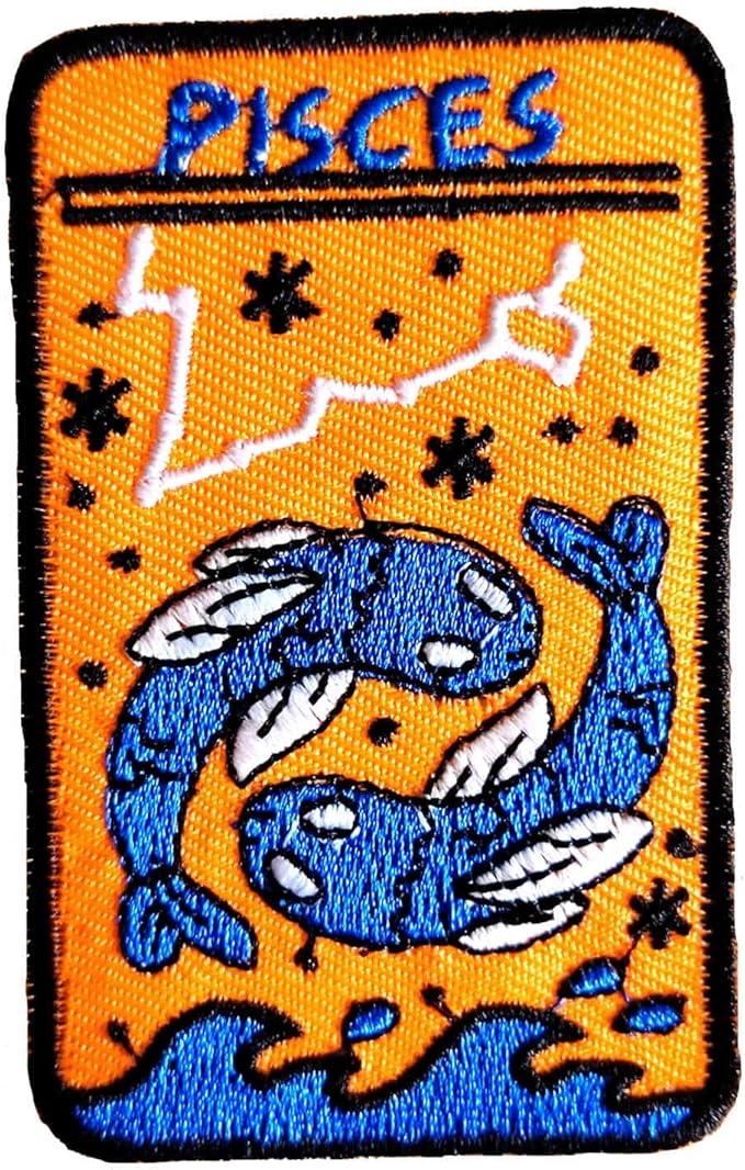 Signs of The Zodiac Pisces Iron On Patch, Embroidered Sew On Patches Badge Emblem for Hats Schoolbag T-Shirt Clothes
