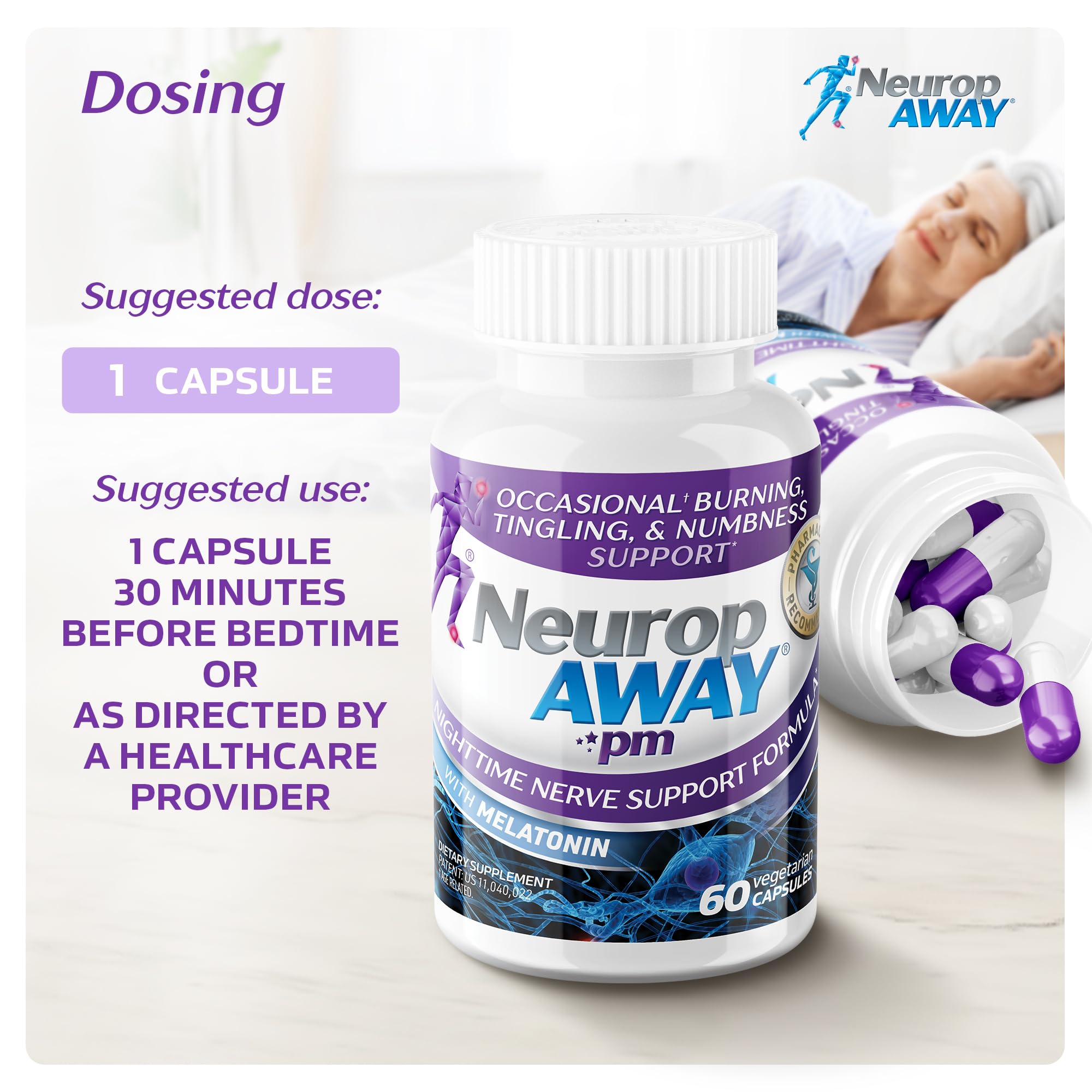 NeuropAWAY PM Nighttime Nerve Support – Melatonin, Taurine, L-Theanine & R-Alpha Lipoic Acid – Supports Healthy Nerve Function & Restful Sleep 60 Capsules — Amazon image 7