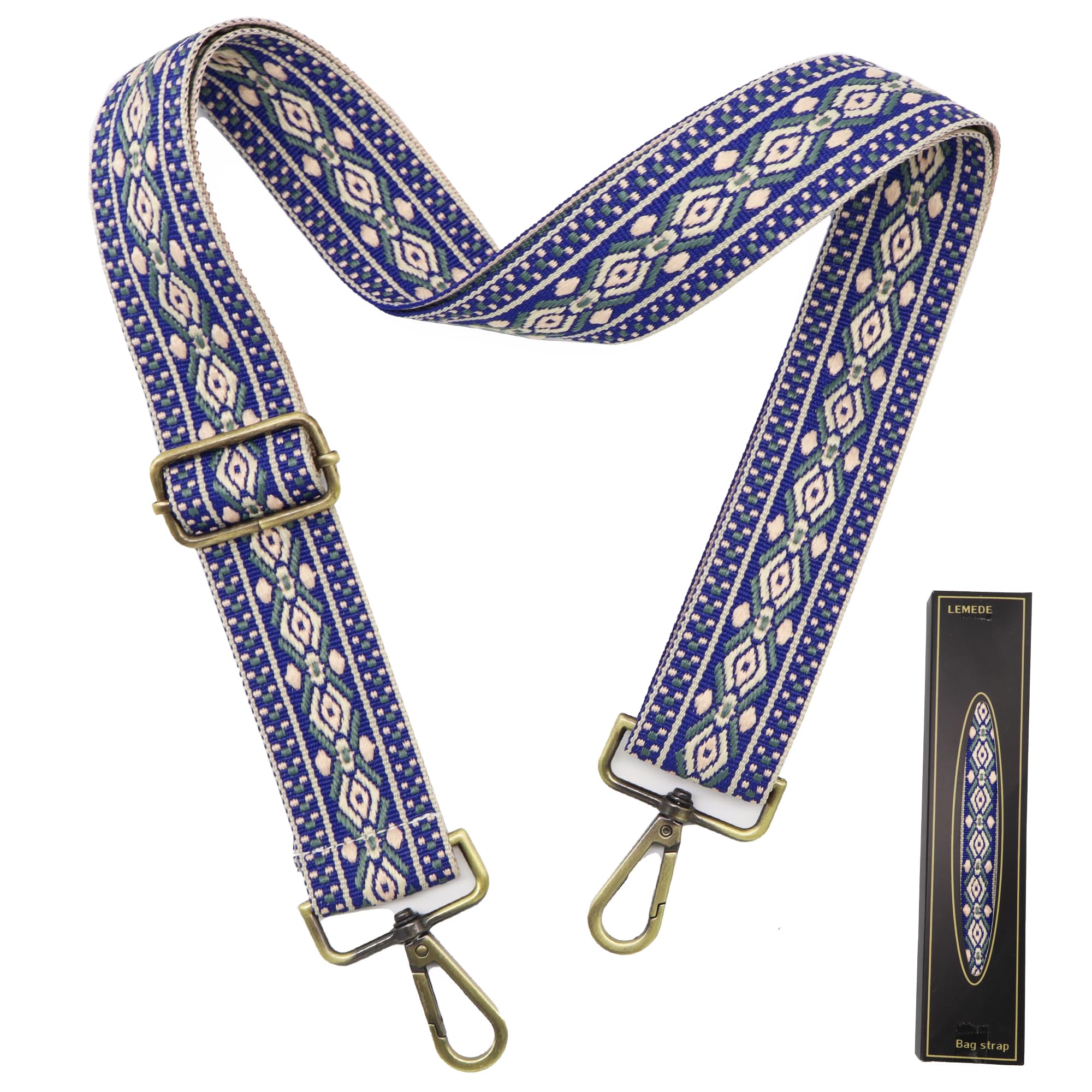 LEMEDE Purse Strap Adjustable Replacement Crossbody Bag Straps Retro Jacquard Embroidery Shoulder Straps for Shoulder Bag