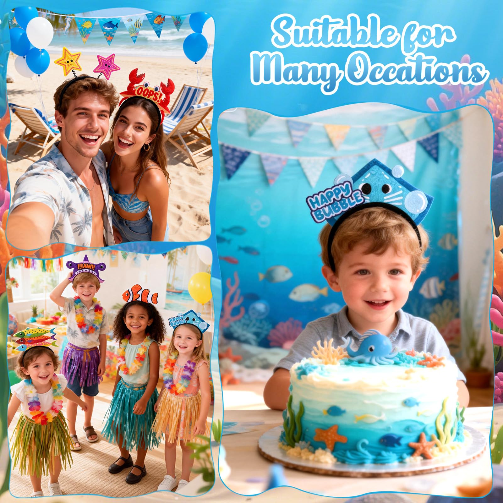 12 PCS Serre-têtes en Feutre pour Enfants, Accessoires pour Carnaval et Photobooth, Jouets pour Fête à Thème d’Anniversaire, Cadeaux pour Filles et Garçons