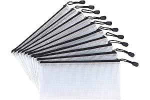 Tamaki 10-Pack Mesh Zipper Pouches: Durable Storage Solution for Classroom and Office