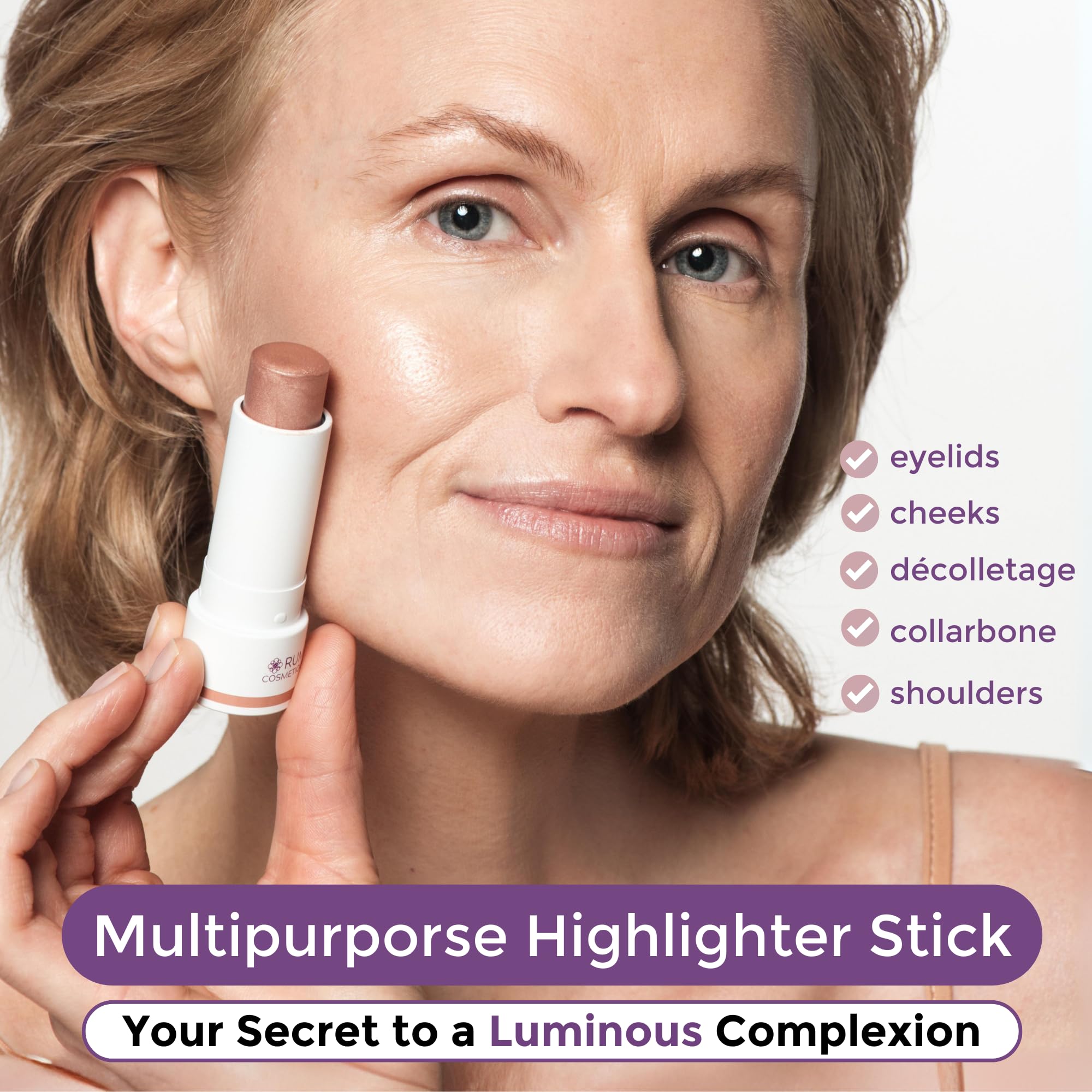 Rumi Cosmetiques InstantGlow+ Multipurpose 4-in-1 Highlighter Stick For Mature Women, Radiant Glow & Nourishing Formula - Image 2