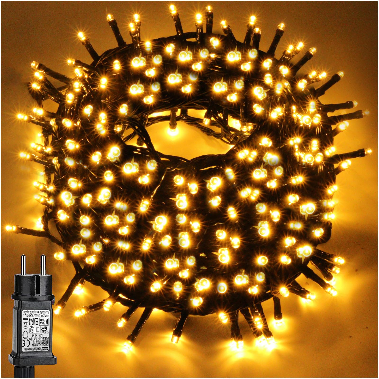 Luces Navidad, Luces Arbol Navidad, 30 Metros, 300 LED, Con Función De Memoria, 8 Modos De Iluminación, Resistente Al Agua, Adecuado Para Decoración Navideña Interior y Exterior (Blanco Cálido)