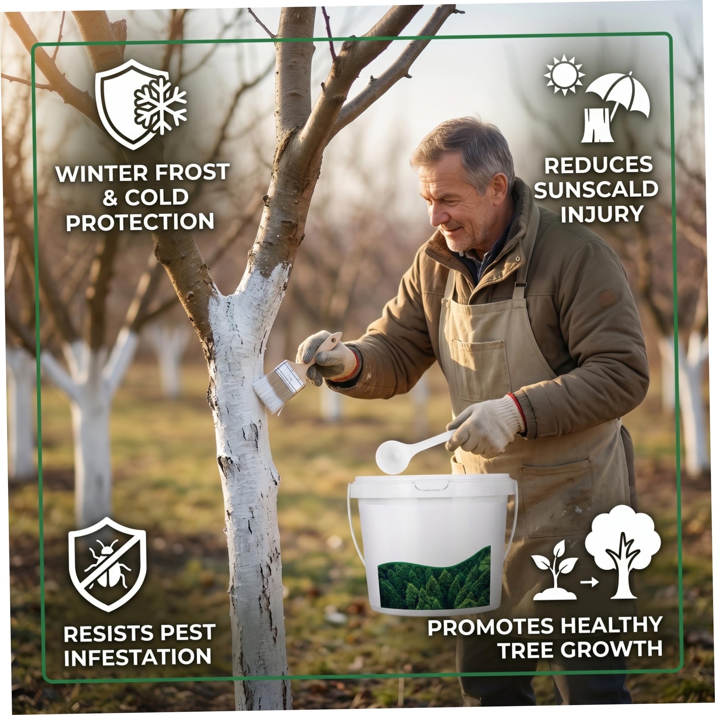 Peinture pour arbre|Peinture pour tronc d'arbre, 525 ml, imperméable, haute adhérence, blanche pour protection contre le gel, prête à l'emploi |.Blanc