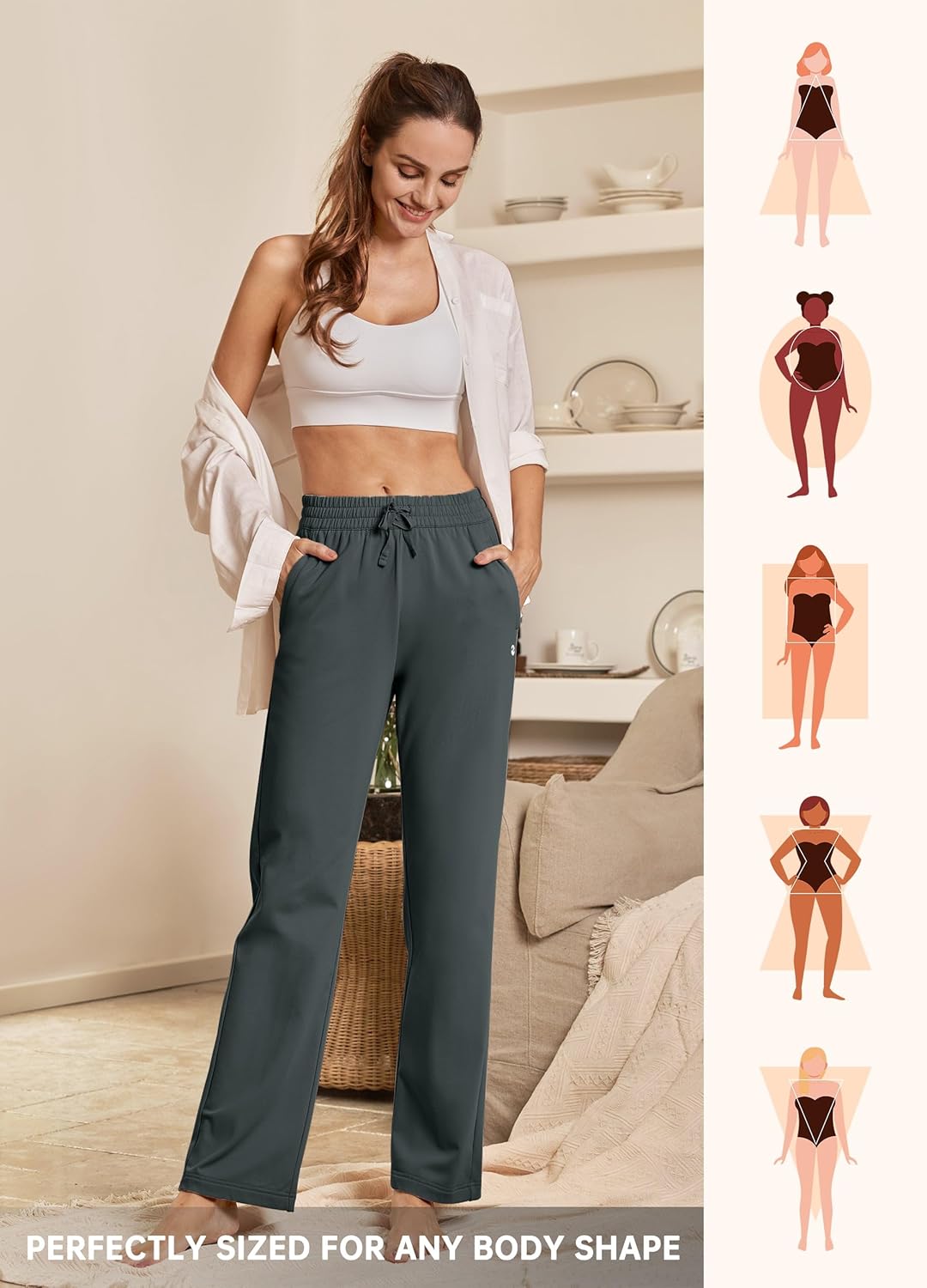 Willit Women's Fleece Lined Pants with Zipper Pockets Winter Thermal Warm Hiking Straight Leg Pants 27"/29"/31" - Image 6