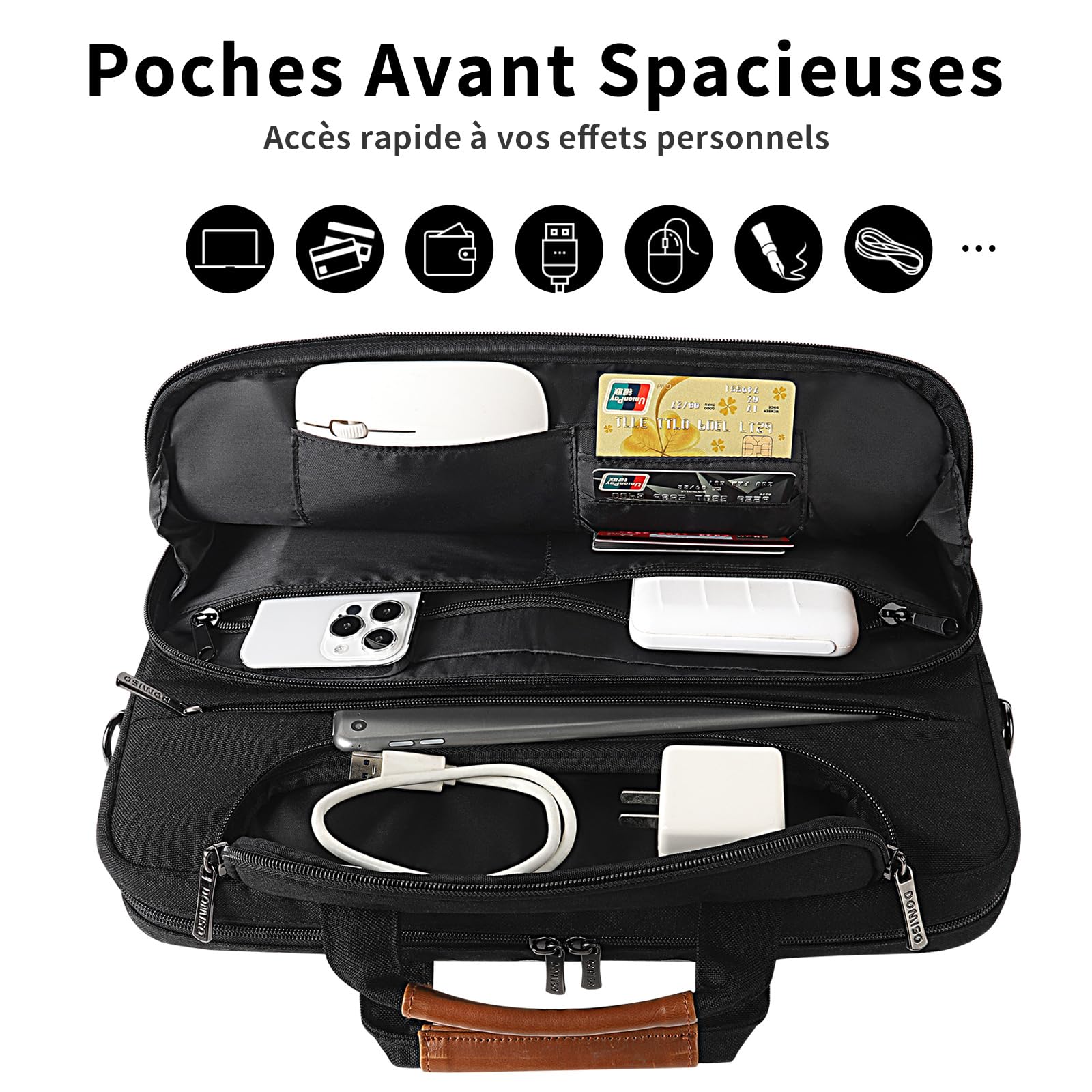 DOMISO 17 Pollici Impermeabile Borsa di Protezione Del Computer Portatile Borsa a Tracolla Asciugamano per 17-17.3" Notebook/Dell/Lenovo/Acer/HP/MSI/ASUS, Nero 2