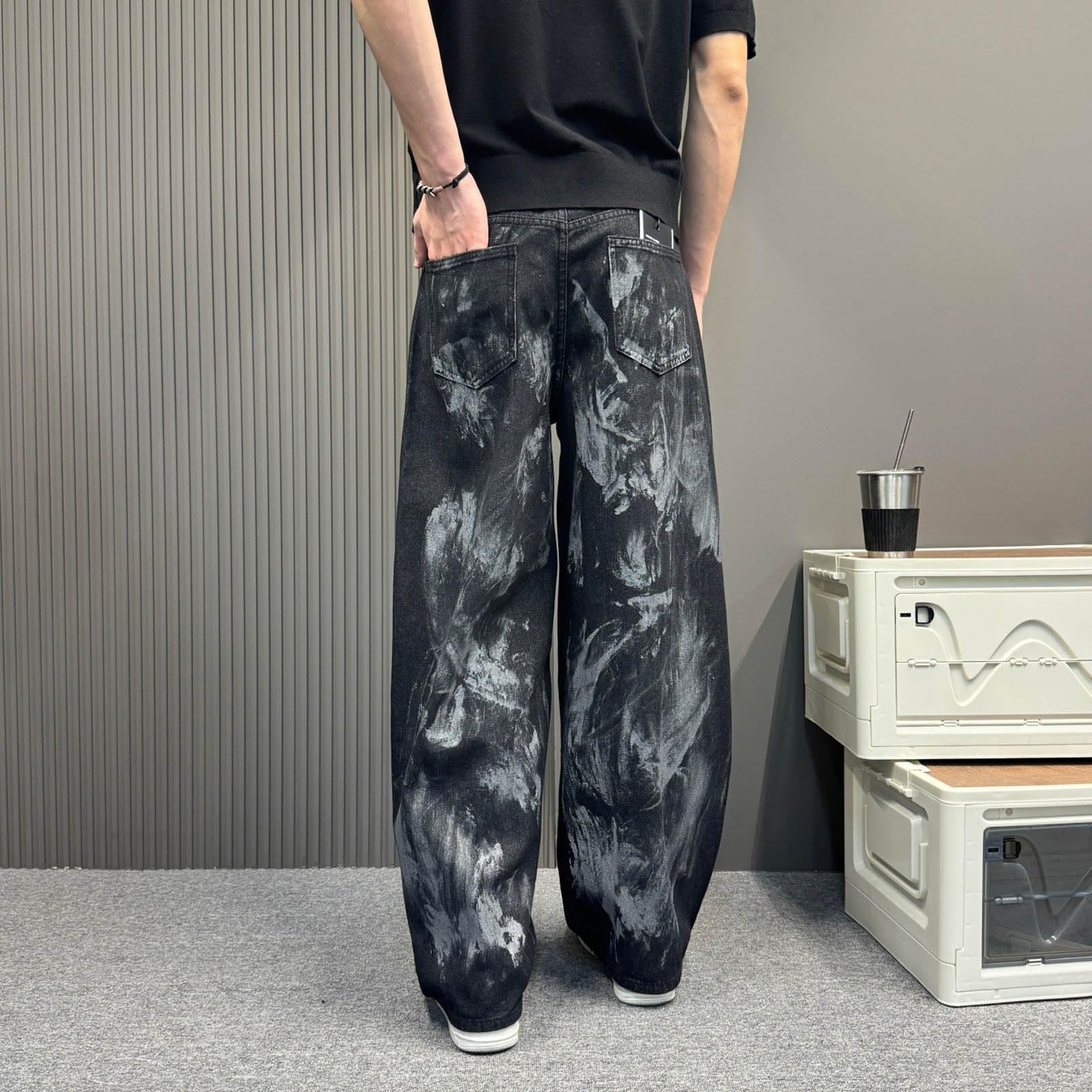 Generico Jeans Baggy da Uomo Stile Y2K Hip Hop Gothic Emo E Streetwear | Jeans Cargo Da Donna Vintage A Vita Alta in Denim Con Tasche