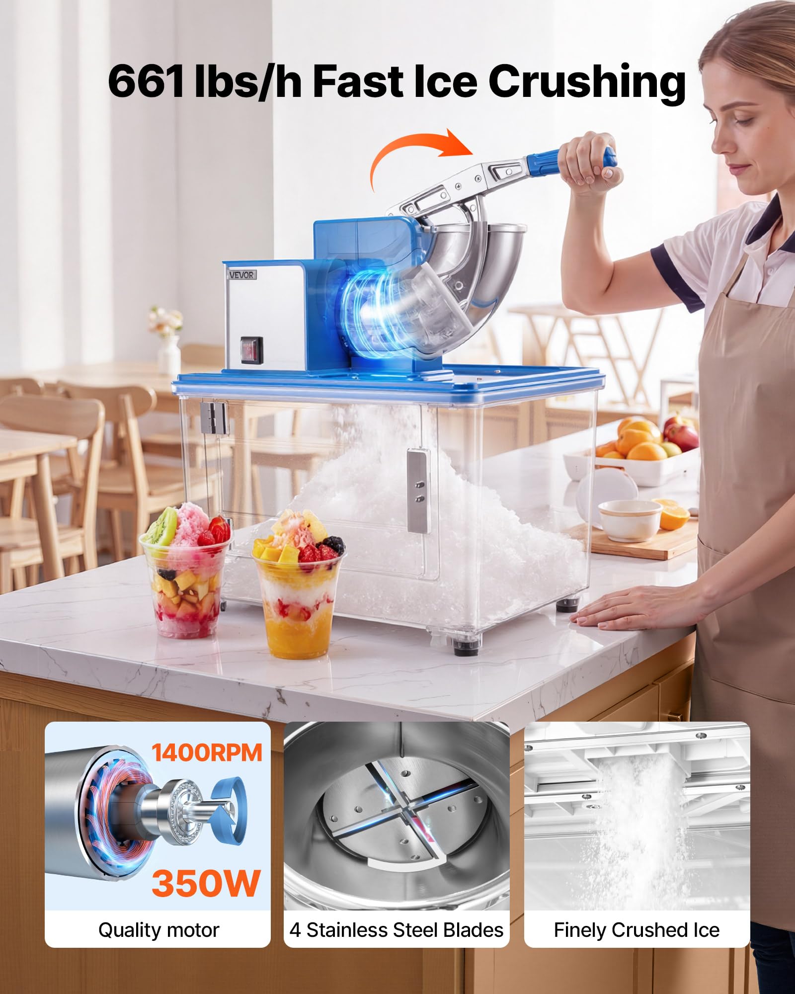 Amazon.com: VEVOR 110V Commercial Ice Crusher 661LBS/H, ETL
