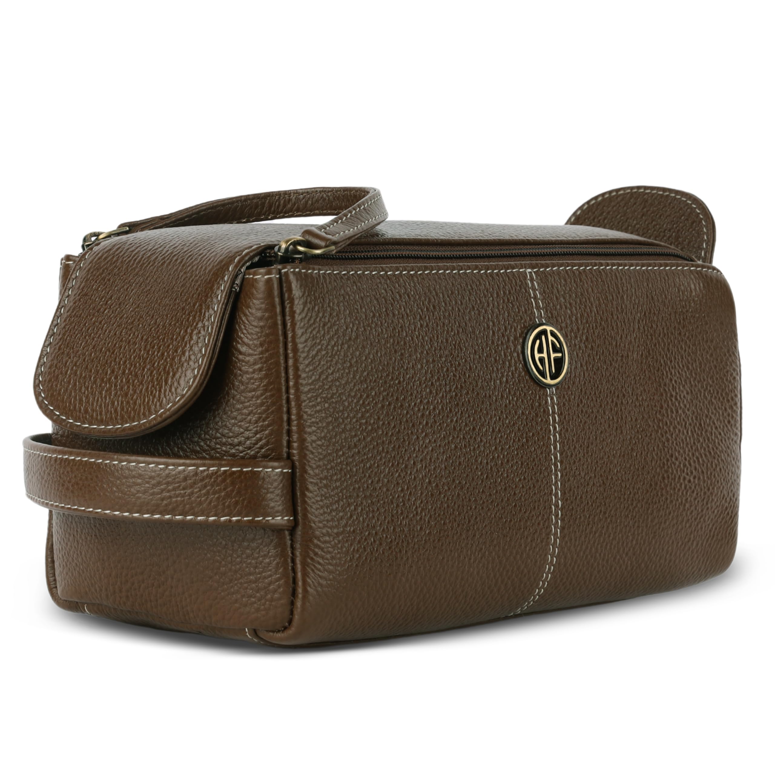 Hammonds Flycatcher Genuine Leather Toiletry Bag for Men and Women - Travel Organizer Pouch, Shaving Kit Bag for Men, Cosmetic Organizer Bag, Toiletry Pouch for Men with Multiple Pockets - Brushwood