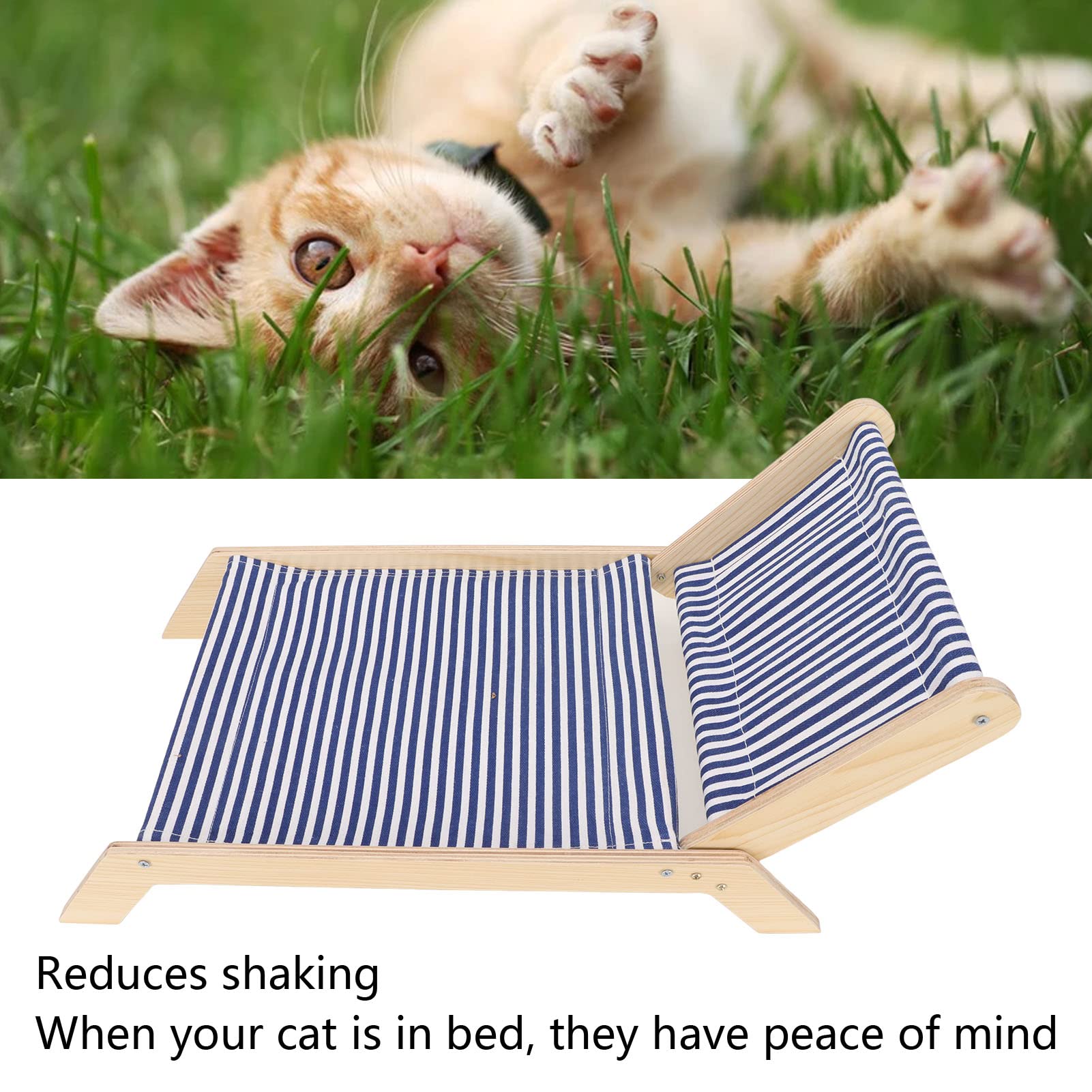Tnfeeon Katzenhängematte mit Holzrahmen für Katzen - Verhindert Schütteln, Schaukelstuhl für Kätzchen, Kratzer, Hochbett, Strand-Lounge-Stuhl, Bequem für alle Jahreszeiten