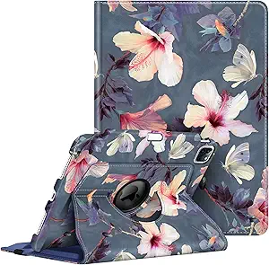 Fintie Rotating Case for iPad Pro 11-inch (4th / 3rd Generation) 2022/2021-360 Degree Swiveling Stand Cover w/Pencil Holder, Auto Sleep/Wake, Also Fit iPad Pro 11" 2nd/1st Gen, Hibiscus