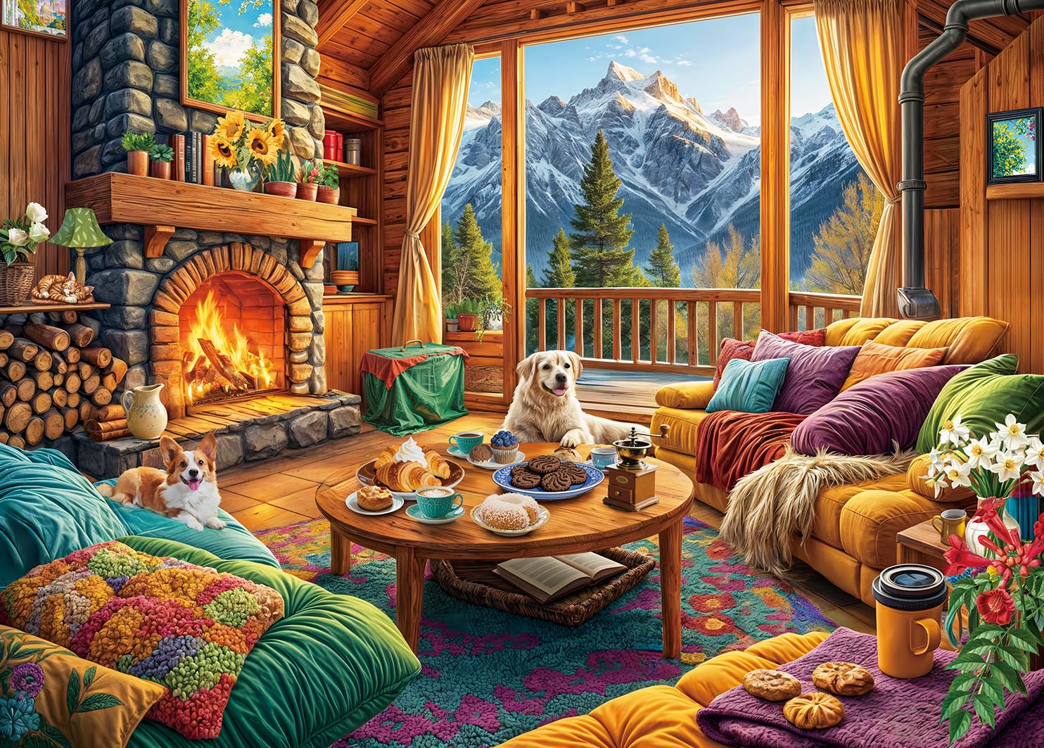 Puzzles 1000 Pieces for Adults jigsaw puzzles for adults-Alpine Cabin Retreat-1000 Piece Puzzle Classic Educational Games Beautiful Decoration Puzzle