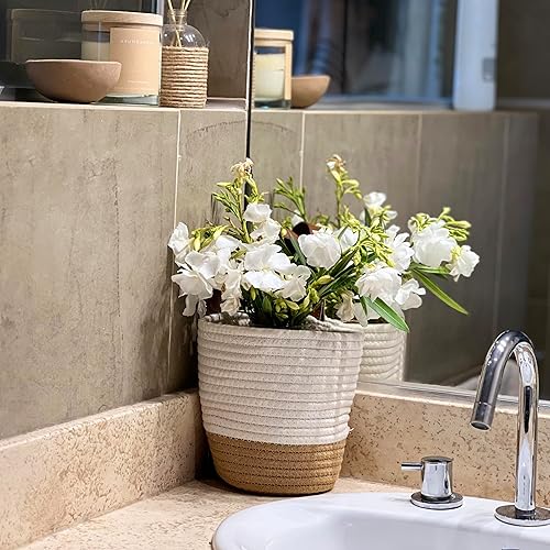 Miniatura 8 de VMS - Paquete de 3 cestas colgantes de cuerda de yute para colgar en la pared para organizar, cesta colgante de pared, cesta de almacenamiento