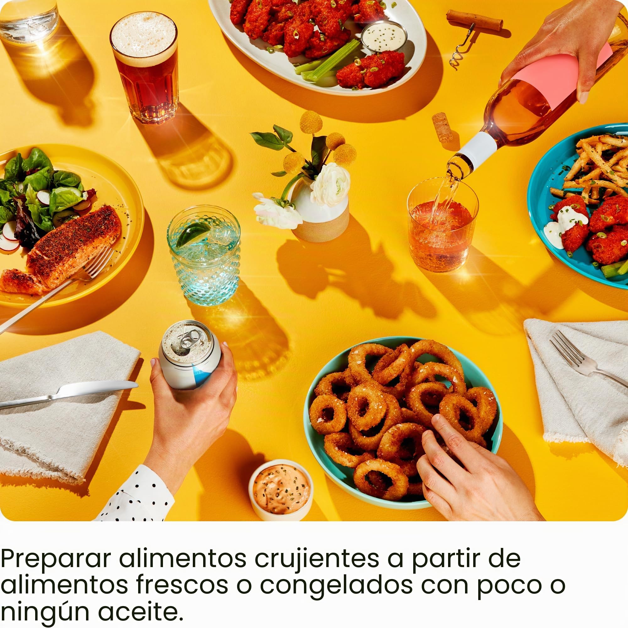 CHEFMAN Horno Freidora de Aire de 5,6L con Cestas Duales y Ventanas de Fácil Visualización, Sincronización de Finalización, Hi-Fry, Apagado Automático, Cestas Antiadherentes Apto para Lavavajillas