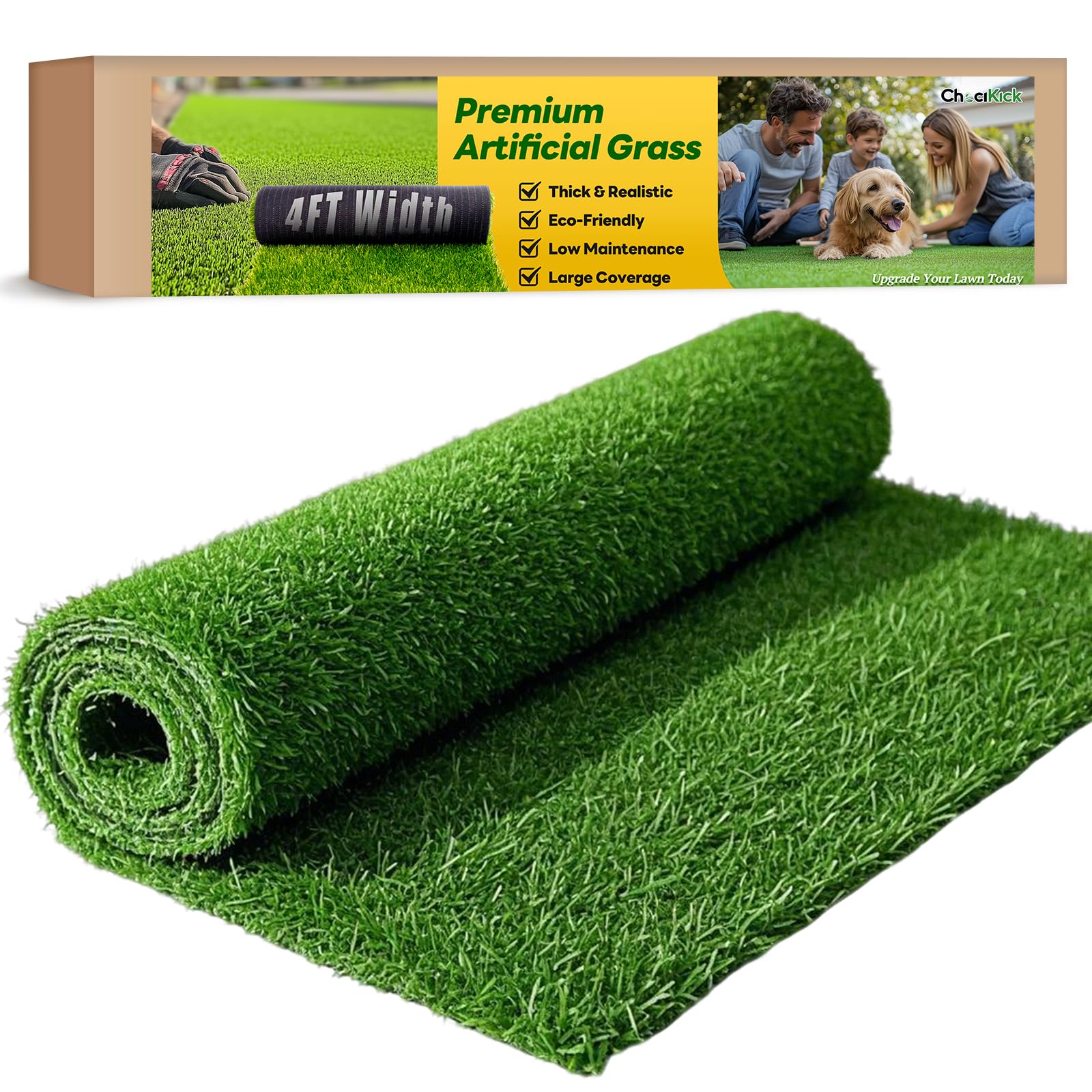 Artificial Grass Turf Lawn 4FTx6FT, 1.38" Fake Grass Indoor Outdoor, Backyard Patio Garden Balcony Rug Grass Mat, Rubber Backing/Drainage Holes