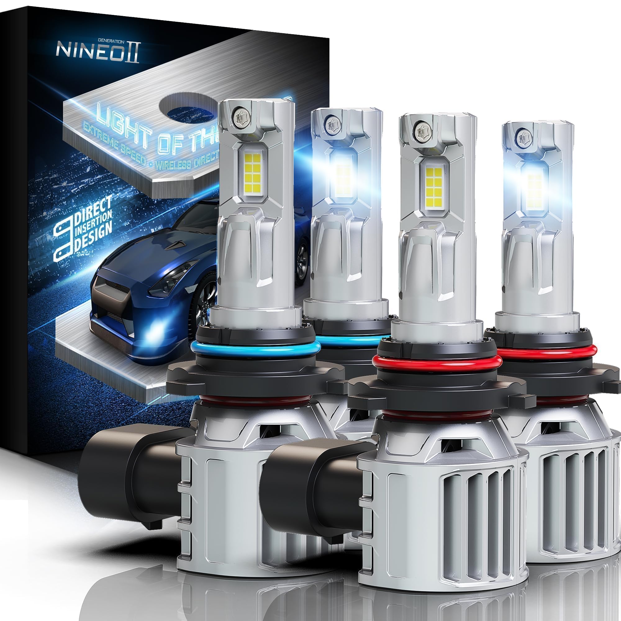 NINEO 900-5 900-6 Light Bulbs 600% 6500K Wireless Fog Lamp,Pack Of 4