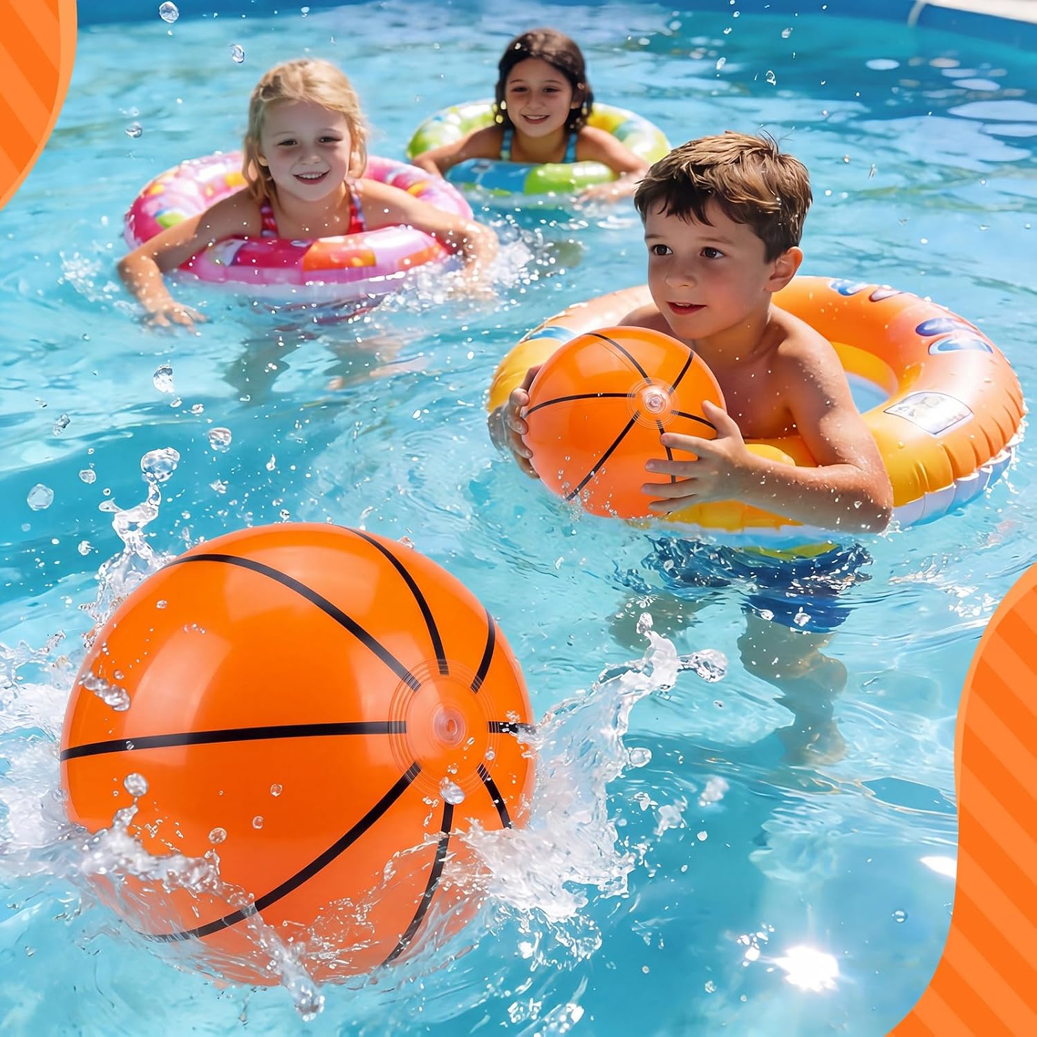 Chivao 24 Pack 16 Inch Inflatable Basketball Beach Balls Giant Blow up Basketball Swimming Pool Toys for Summer Indoor Outdoor Water Games Sports Themed Birthdays Party Favor