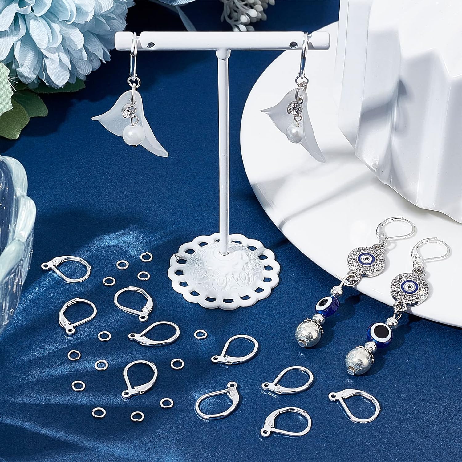 Beebeecraft 1 Box 20Pcs 925 Sterling Silver Plated Leverback Earwires French Earring Hooks 15.6x10x2mm Interchangeable Dangle Ear Wire Findings with 20Pcs Open Jump Rings for Jewelry Making - Image 5