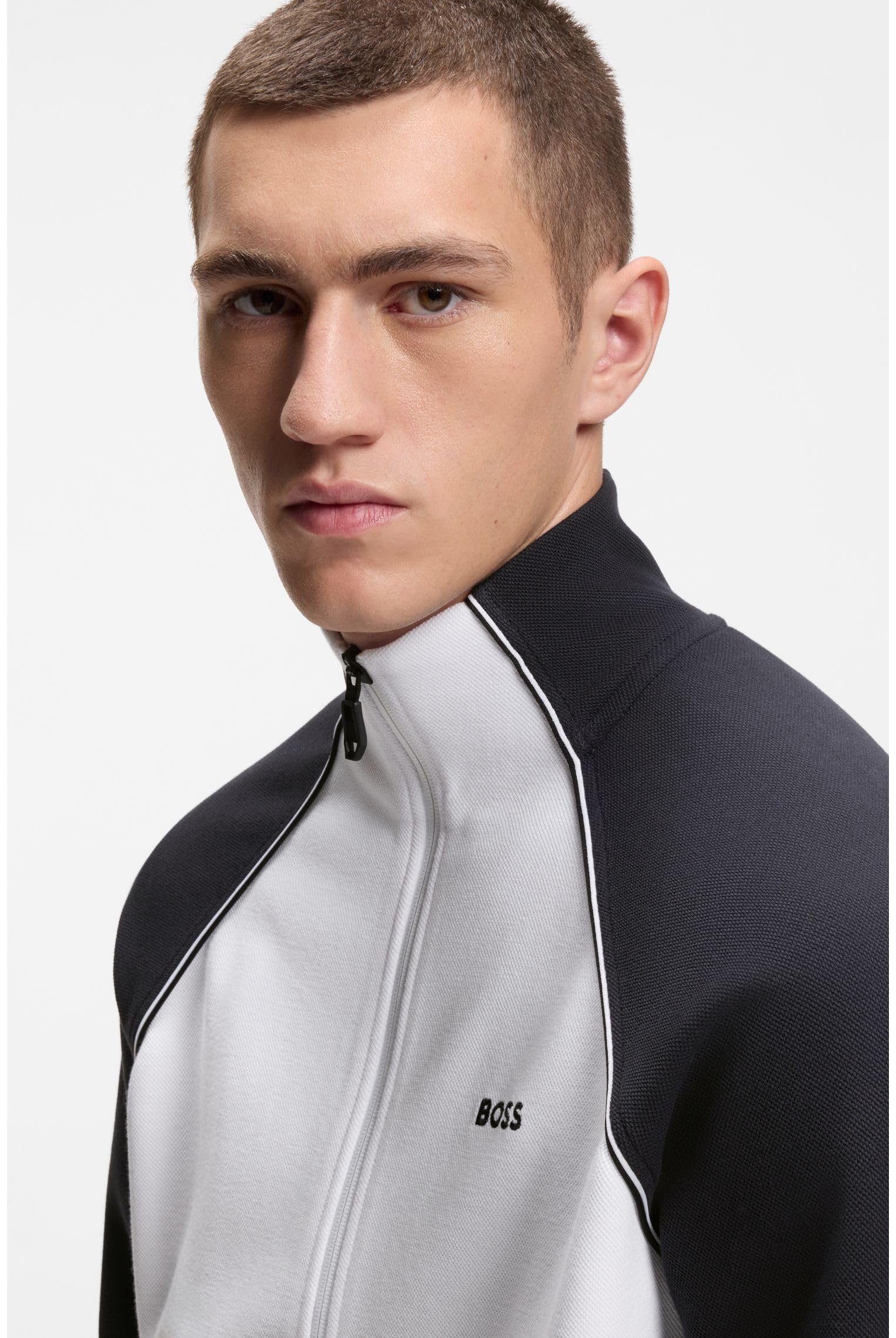 BOSS Herren SW Join Skaz Sweatshirt aus Baumwoll-Mix mit kontrastfarbenen Paspeln
