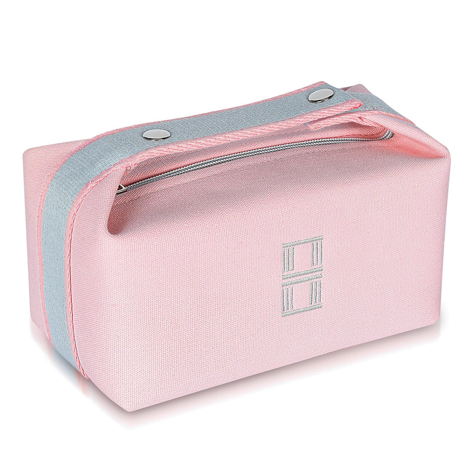 Sluxa Fashion Makeup Bag for Women, Orange Red Canvas Make up Travel Bag, Hanging Cosmetic Bag Organizer for Wome