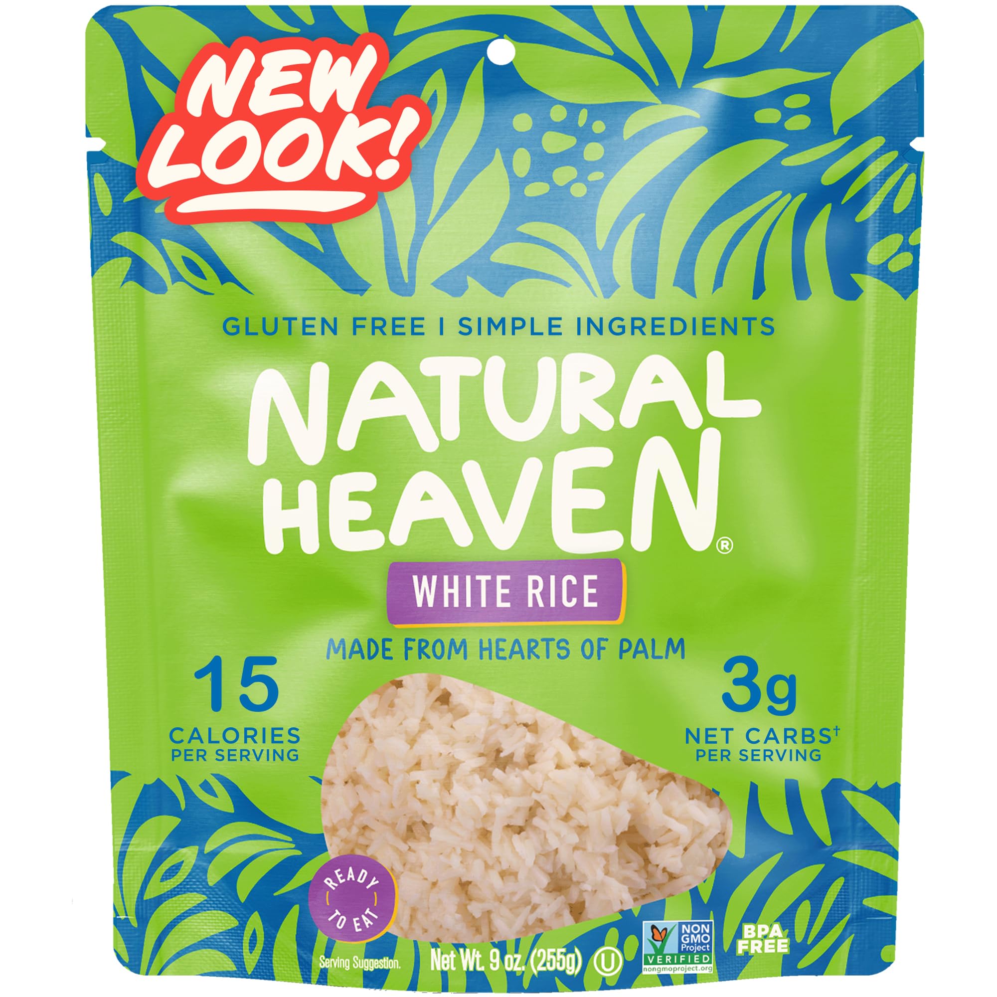 Natural Heaven White Rice, Hearts of Palm – Naturally Rich in Potassium, Low-Calorie Veggie Rice, Keto & Gluten-Free Food, Vegan, 9 Oz