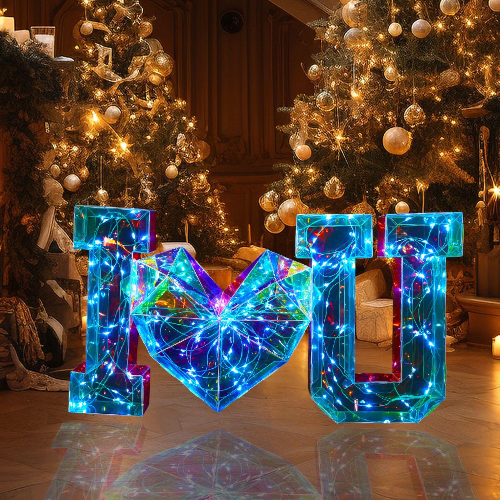 Jemnpela Prismatic Iridescent LED Night Light USB Powered 3D Prisms with Colorful Refractive Effects Decoration Lamp for Holidays Christmas Halloween