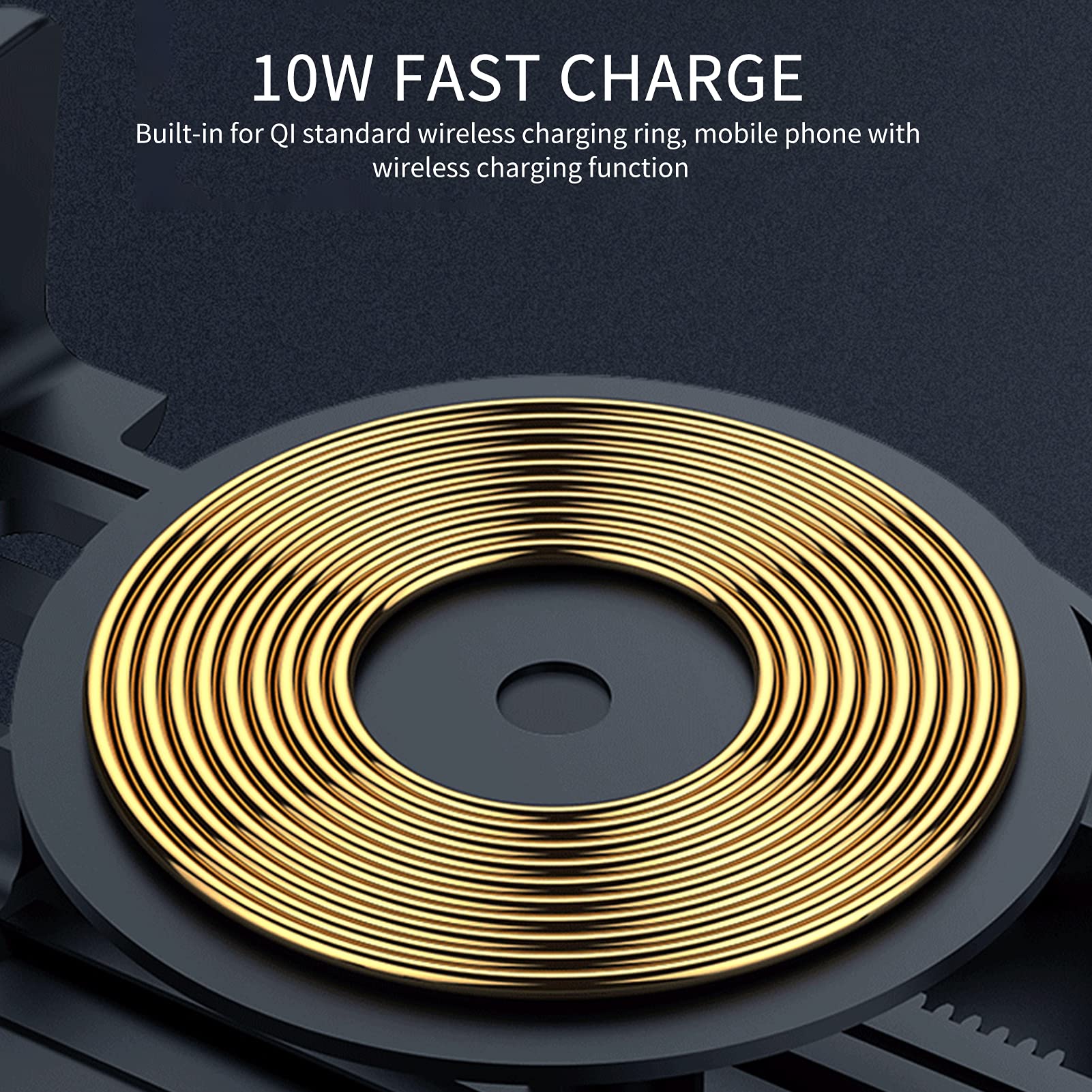 Caricabatterie wireless per auto da 10 W con ricarica rapida Qi, supporto per telefono da cruscotto con sensore di aggancio automatico per bocchetta 'aria, mani libere per una