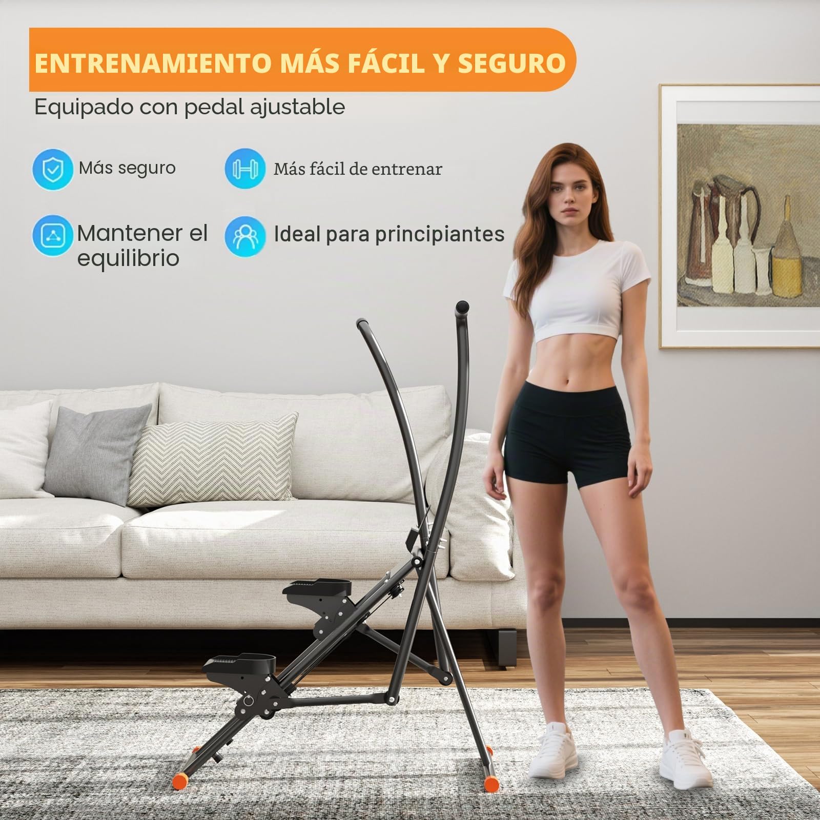 Máquina de escalada, stepper para el hogar, entrenador elíptico, escaleras plegable con monitor LCD, manillar, pedales ajustables, soporte para teléfono, para el hogar, la oficina, ejercicio