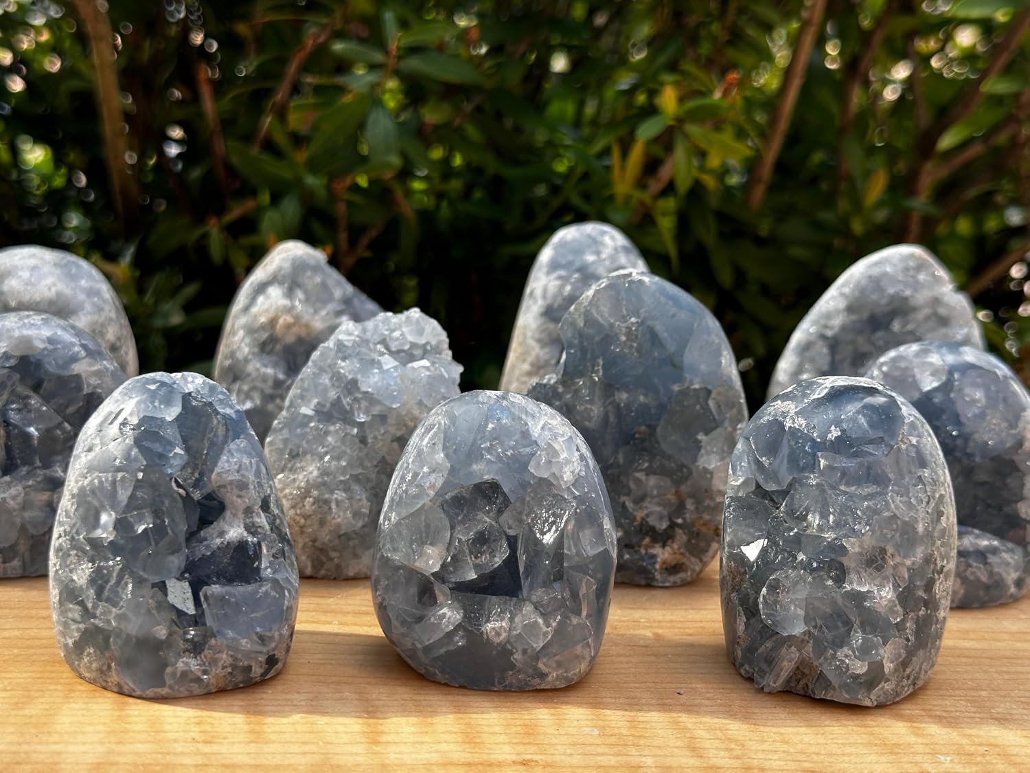 GAF TREASURES Polished Celestite Cluster, Celestite Geode Free Shape w. Druse, Standing Celestite Healing Crystal (1-1.5 lb)