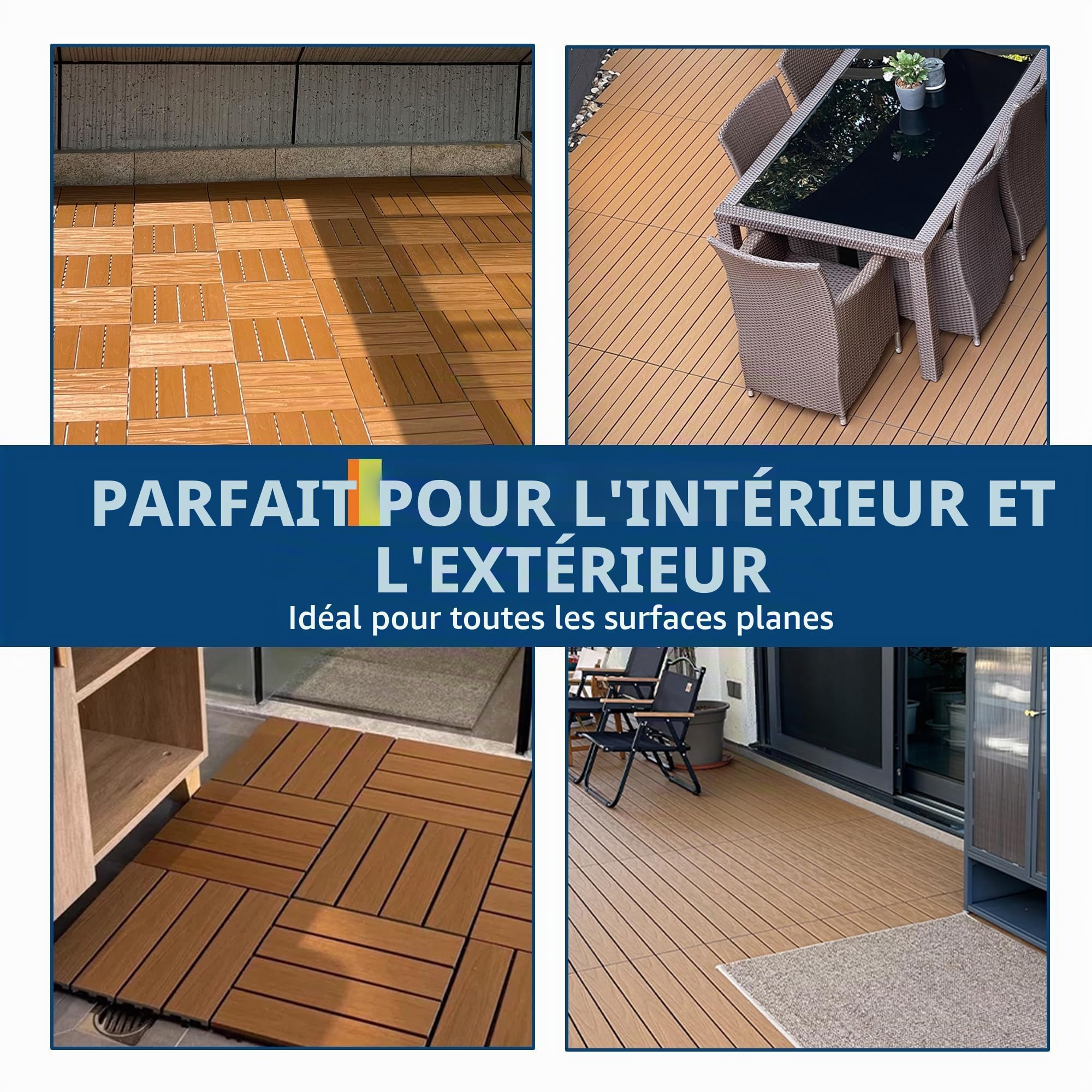Garvee Lot de 27 Dalles Clipsables Extérieur 30x30 cm pour Terrasse Balcon