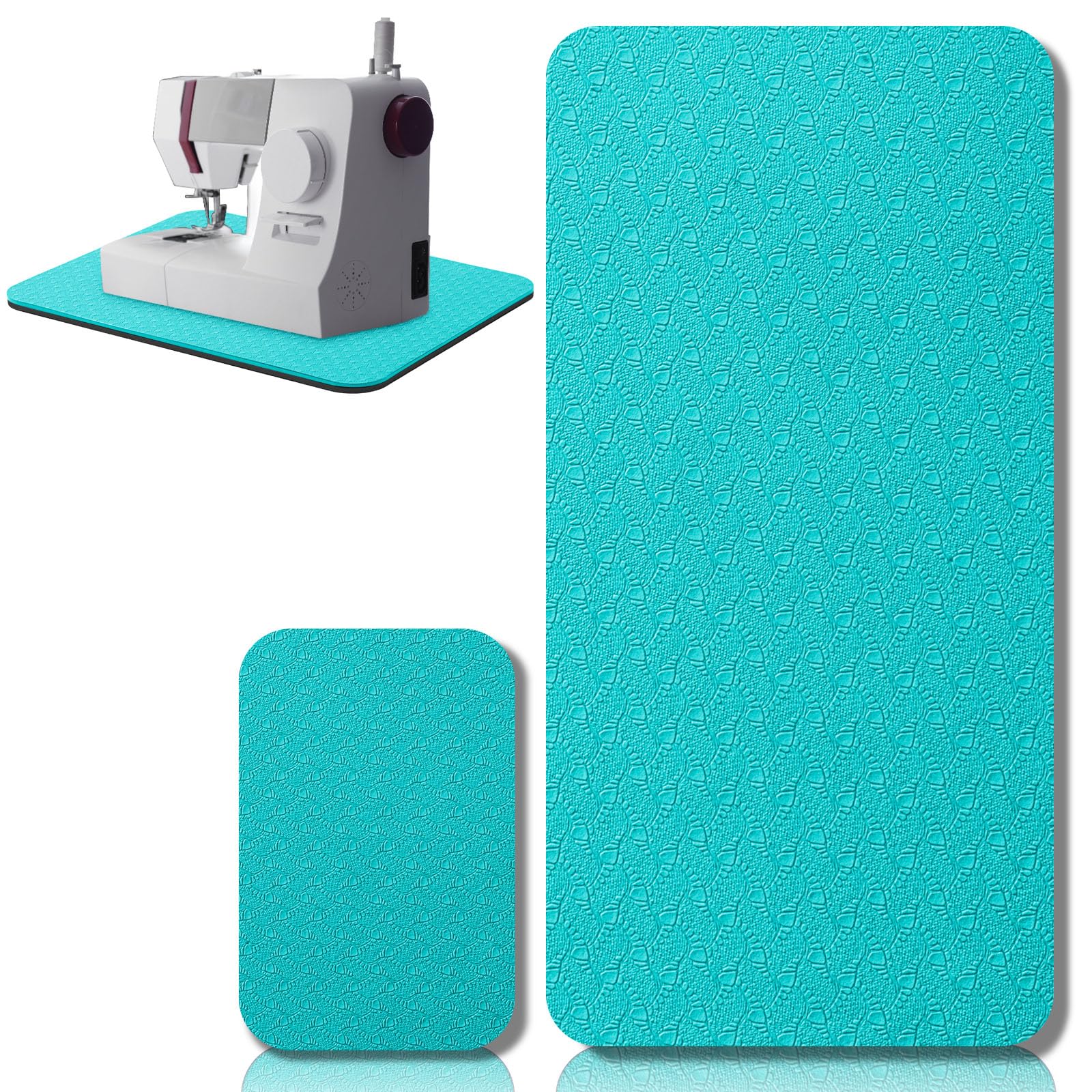 2 Pcs Sewing Machine Muffling Mat Pedal Sewing Mat Reduce Vibrations Noise No Slip Machine Accessories for Quilting(17'' X 36'' and 9'' X 14'',Blue, Black)