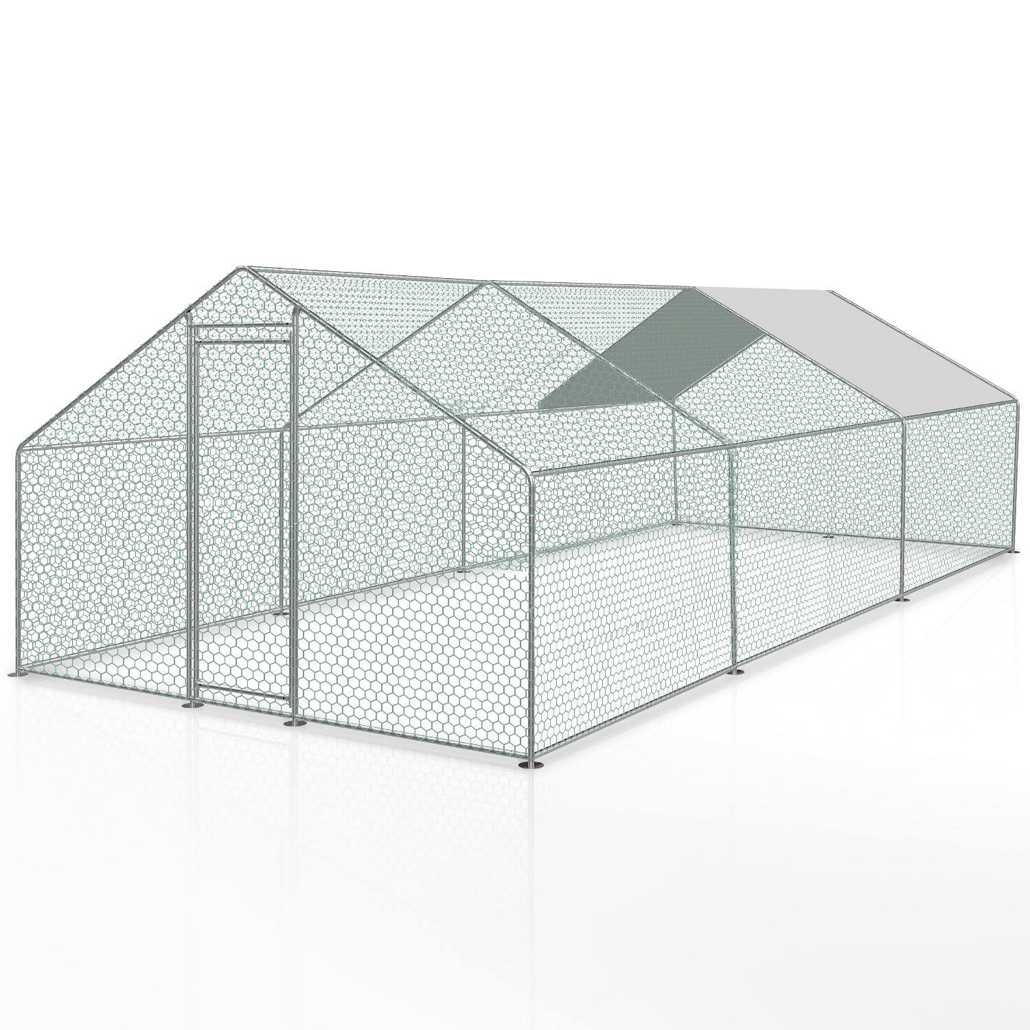 Hühnerstall 3x4x2m Mit Dach - Wetterfeste Voliere Für Hühner & Kaninchen