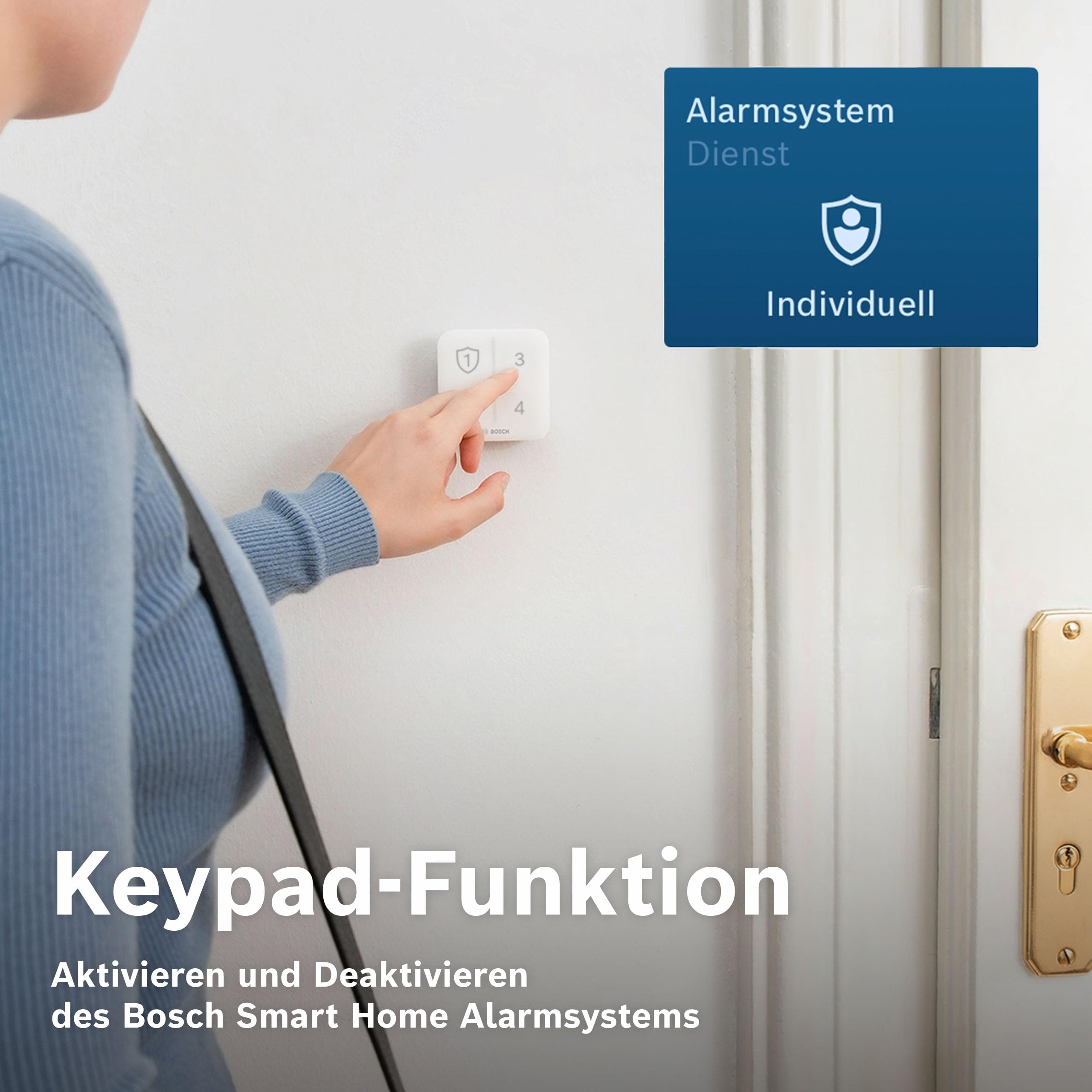 Bosch Smart Home Universalschalter II, zur einfachen Steuerung smarter Geräte, konfigurierbar für 4 belegbare Tasten, Keypad-Funktion für codegeschütztes Aktivieren und Deaktivieren des Alarmsystem