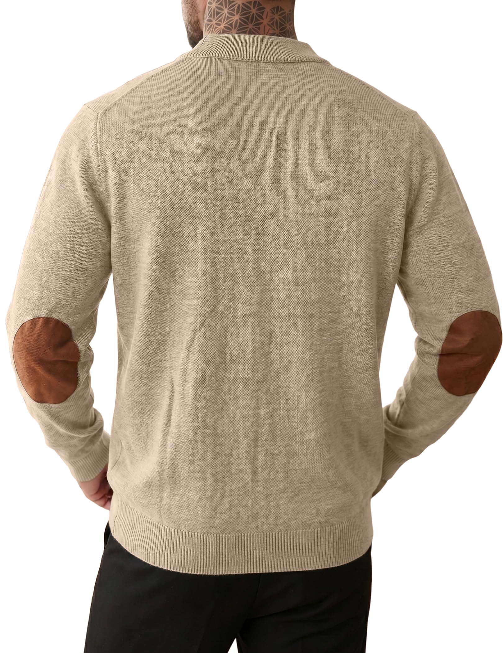 JMIERR Herren Strickjacke Lederpasse Pullover