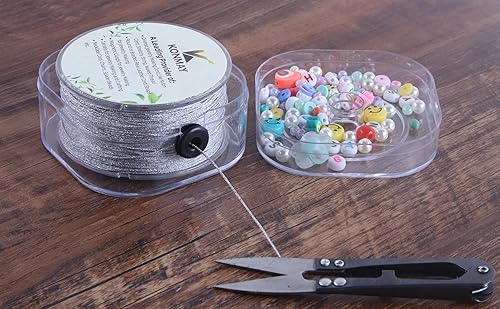 Vista 78 de KONMAY Cuerda de nailon negro de 0.024 in con estuche para pulseras, cordón de satén de nailon trenzado de 190 yardas para fabricación de joyas