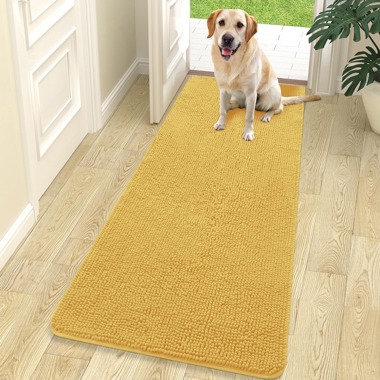 OLANLY Dog Door Mat for Dirty Paws, 177 x 61 cm, Moisture and Dirt Absorption, Non-Slip, Washable, Quick Dry Chenille Dog Mat — image 1
