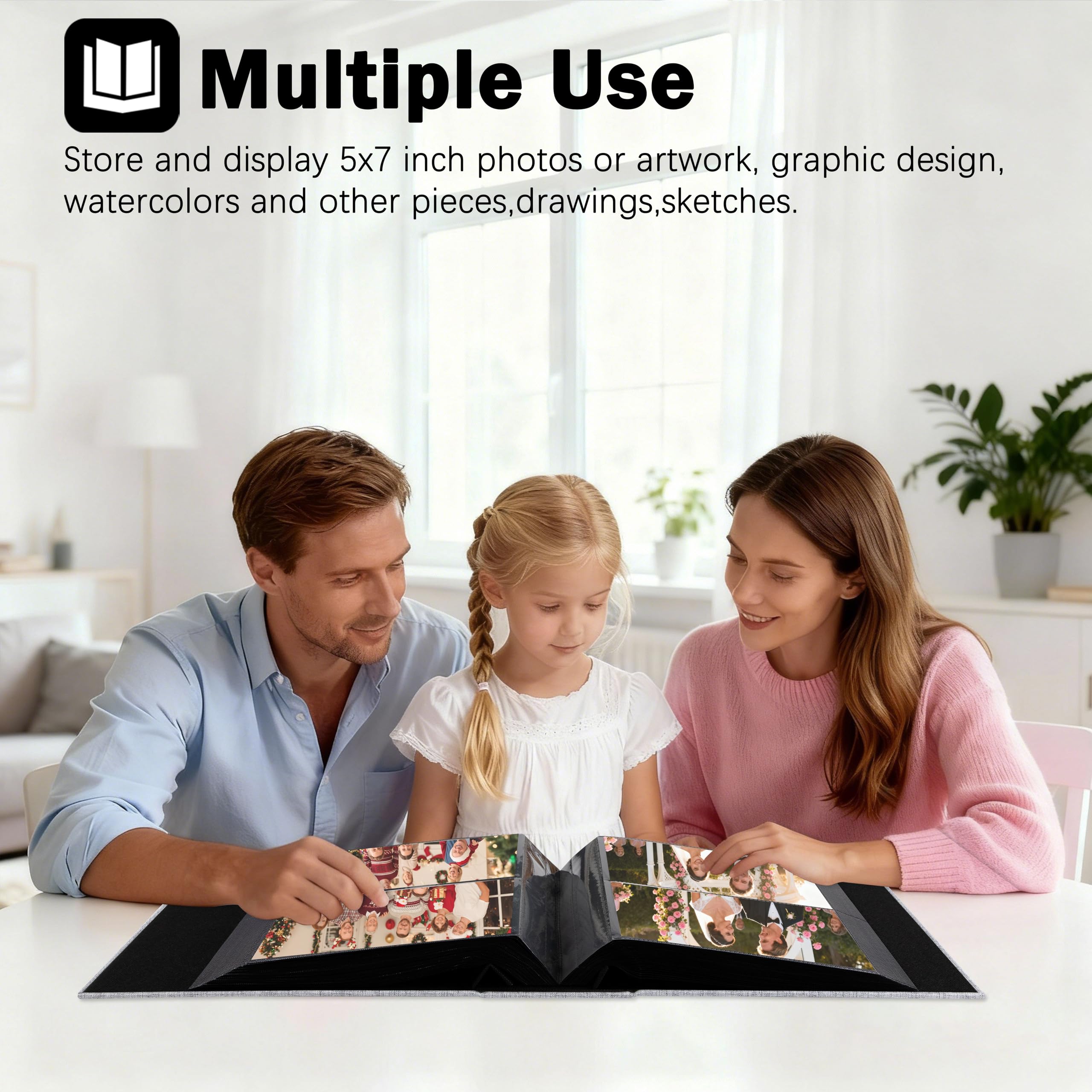 Aevdor Álbum de fotos de 320 bolsillos de 5 x 7 pulgadas, capacidad extragrande, cubierta de lino, álbumes de fotos familiares de boda, con capacidad para 320 fotos, libro de álbumes para bebés