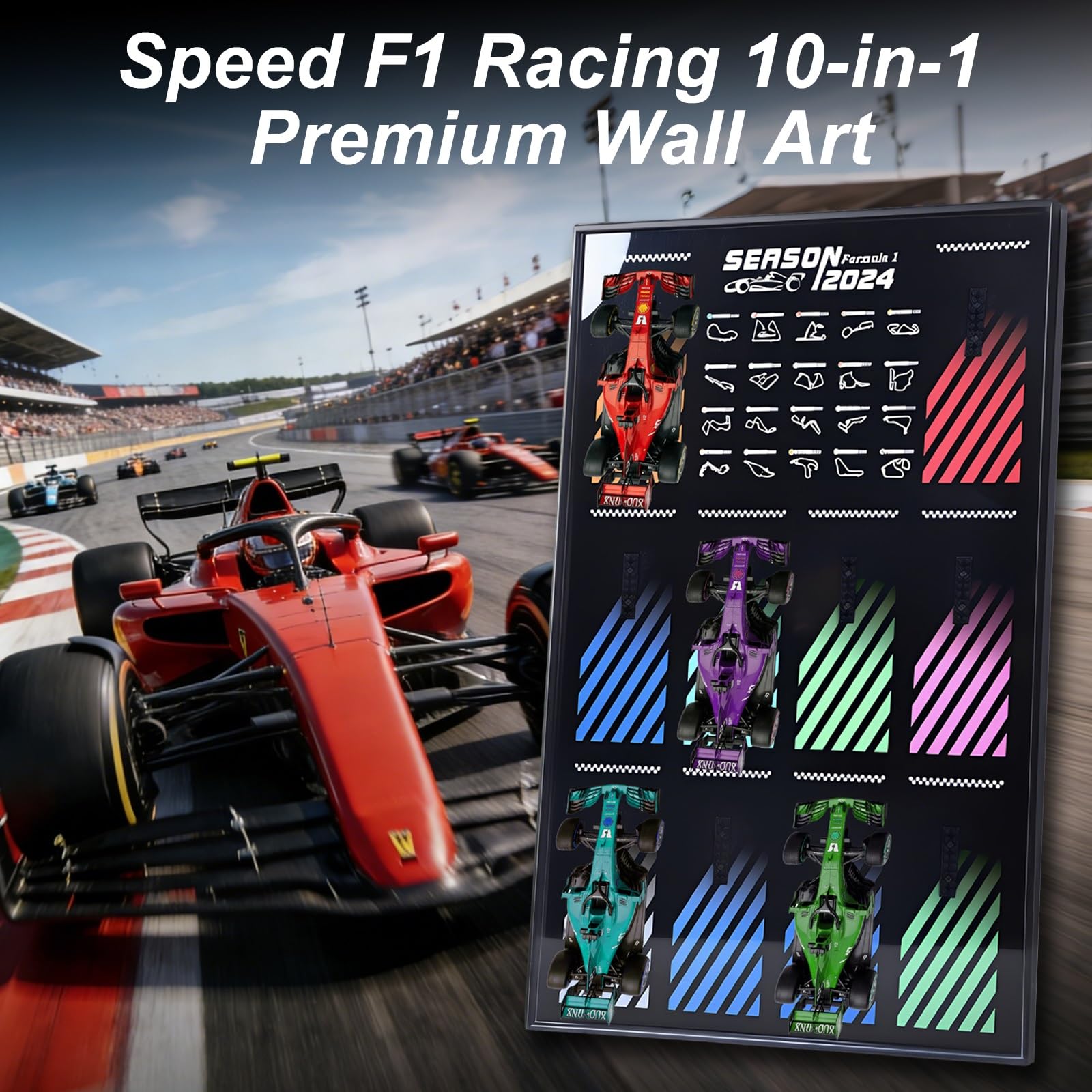 Wandhalterung für F1 Rennwagen Modelle (Kompatibel mit 77242-77251), Acryl Display Vitrine & Wandboard für Sammler [Kein Modell enthalten]