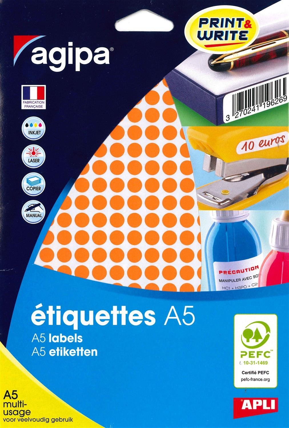 APLI 114305 – Pack of 2940 Multi-Purpose Tablets Orange Diameter 8 mm