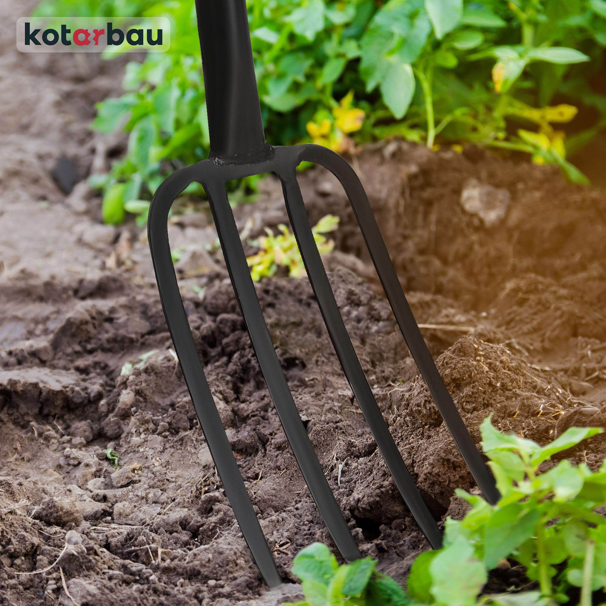 Forcone Da Giardino 4 Denti | Acciaio Temprato | Manico Metallo 115cm | KOTARBAU - Foto 10