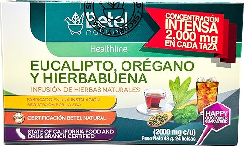 Miniatura 4 de Té de eucalipto, orégano y hierbabuena de Betel Natural - Defensas más saludables fáciles - 24 bolsas de té