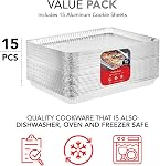 Poêles en aluminium Feuille de biscuits Poêle (15 Emballage) Étagères jetables en aluminium - Feuilles de cuisson antiadhésives réutilisables et durables – 16 1 cm x 11 1 cm