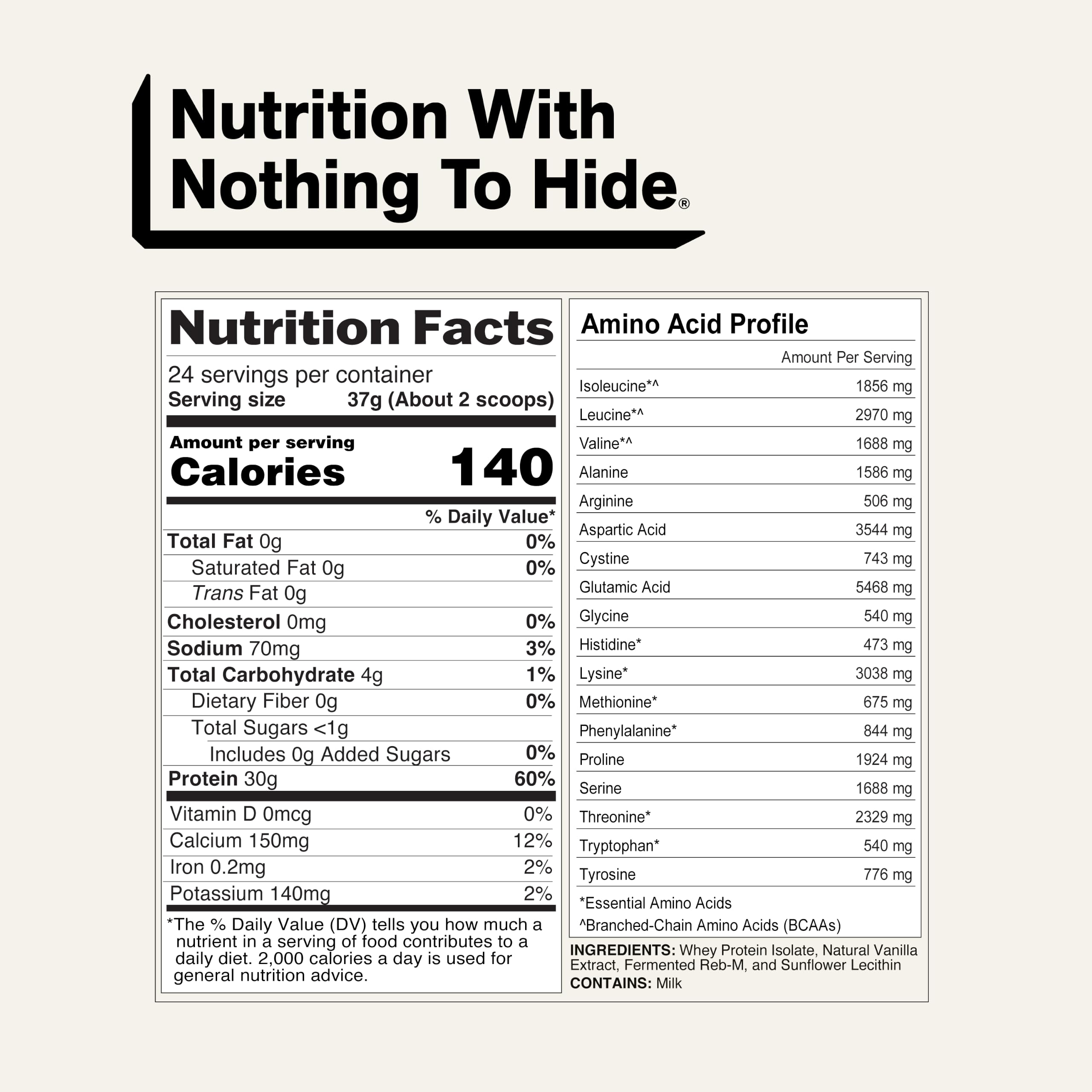 NAKED Vanilla Whey Isolate Protein - Only 4 Ingredients, 30g Grass-Fed Protein, Undenatured, No GMO, No Soy, Gluten-Free, No Preservatives - 24 Servings — Amazon image 5