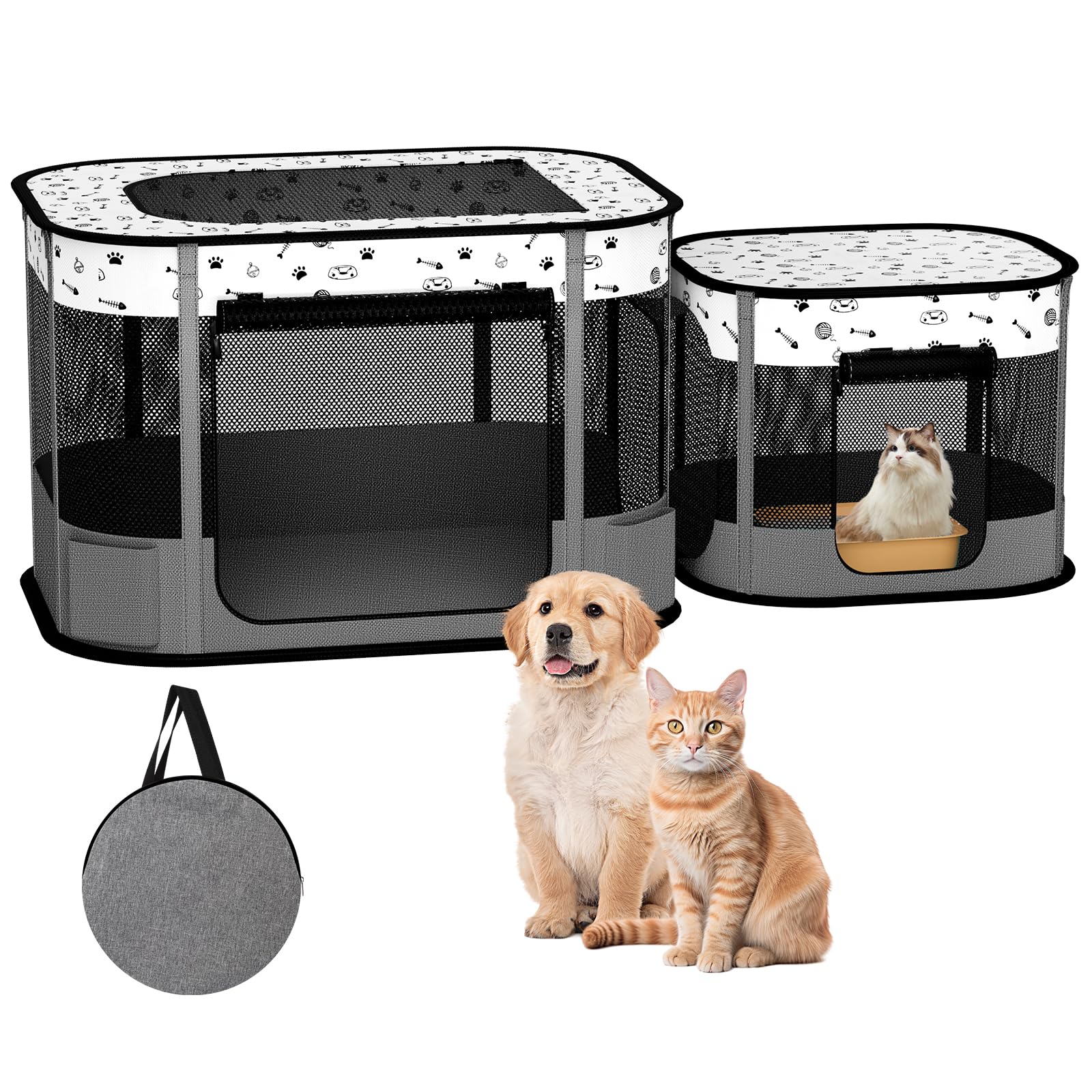 DESELL Portable Cat Playpen - cat doors steps nets and pens | Mubboo