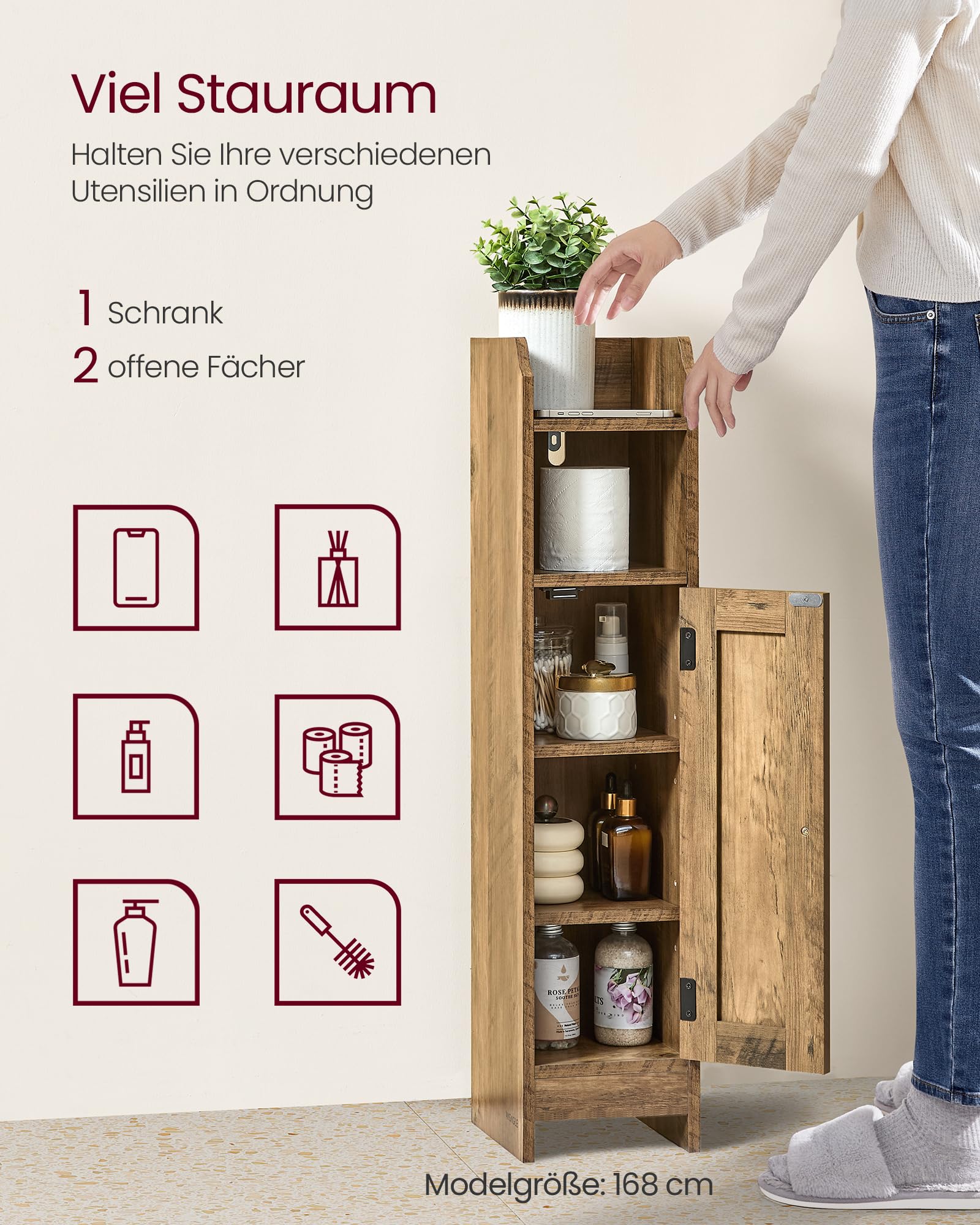 Schmaler Badschrank für vertikalen Stauraum