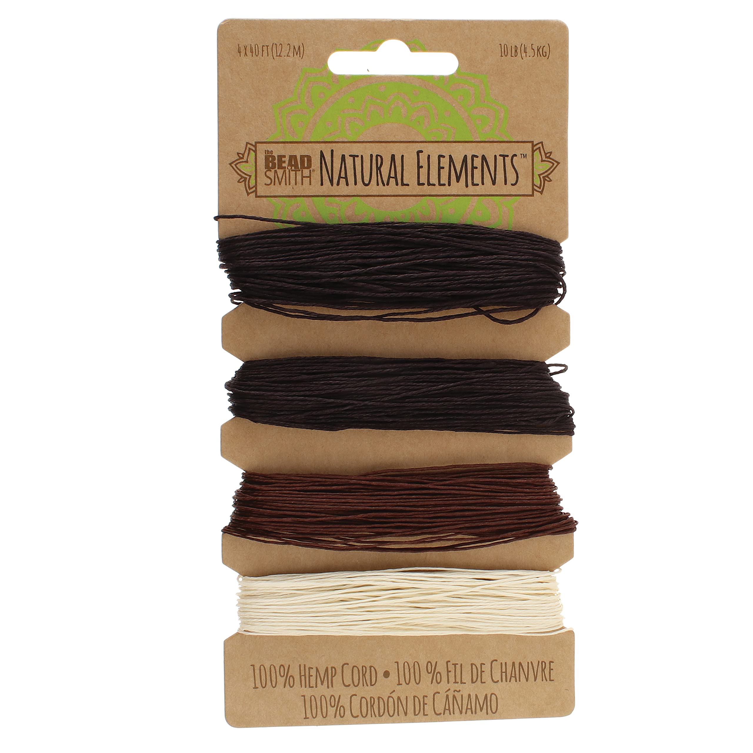 The Beadsmith Cordon 100 % chanvre - Couleurs bronze - 0,55 mm - Bobine de 12,2 m, résistance au test de 4,5 kg - Ficelle pour la fabrication de bijoux, macramé, travaux manuels en papier, jardinage,