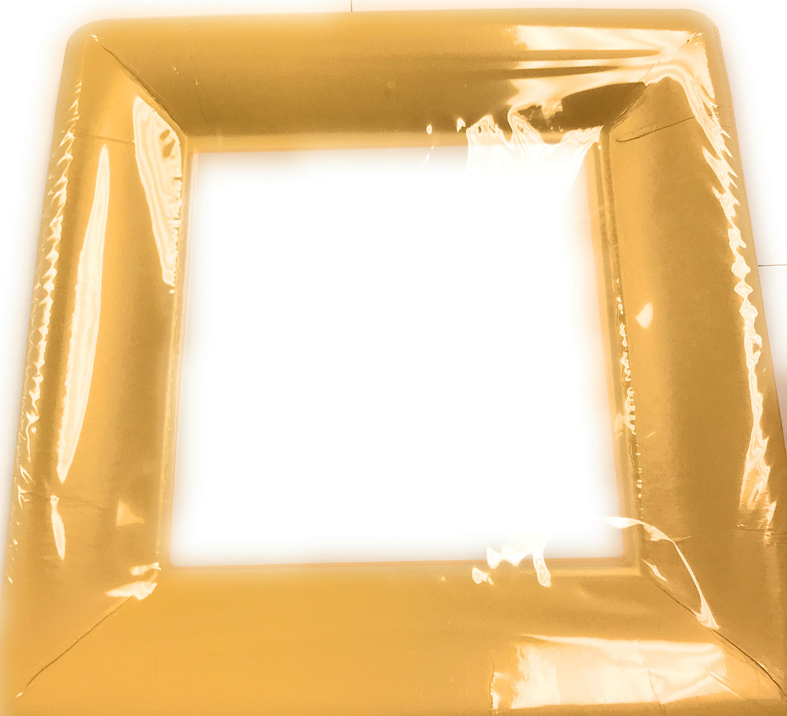 Ideal Home Range IHR Square Disposable Dinner Paper Plates, 10-Inches, Classic Linen Yellow